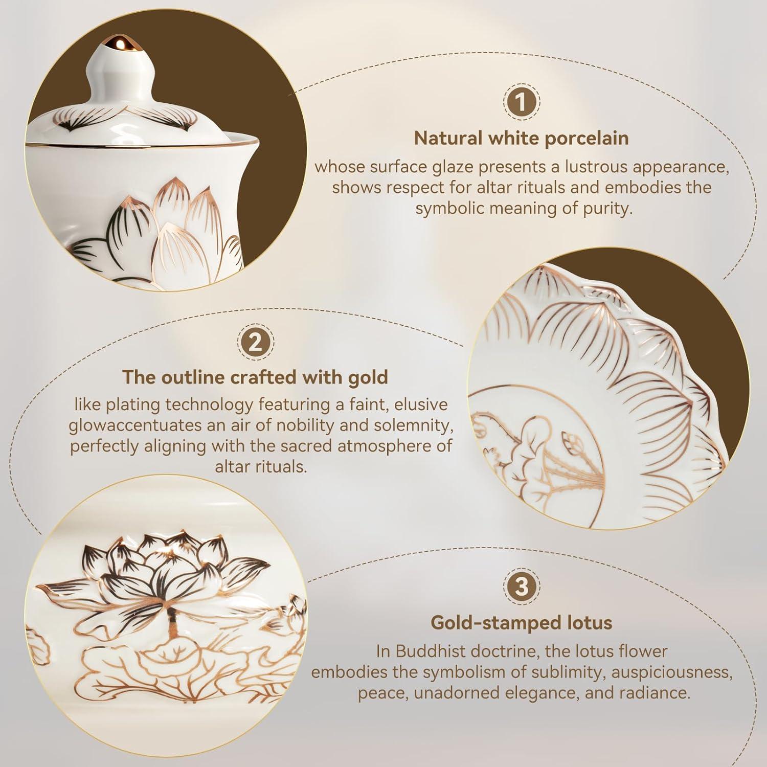 Juego de Suministros para Altar Budista ARBTOTCE - Cerámica Blanca