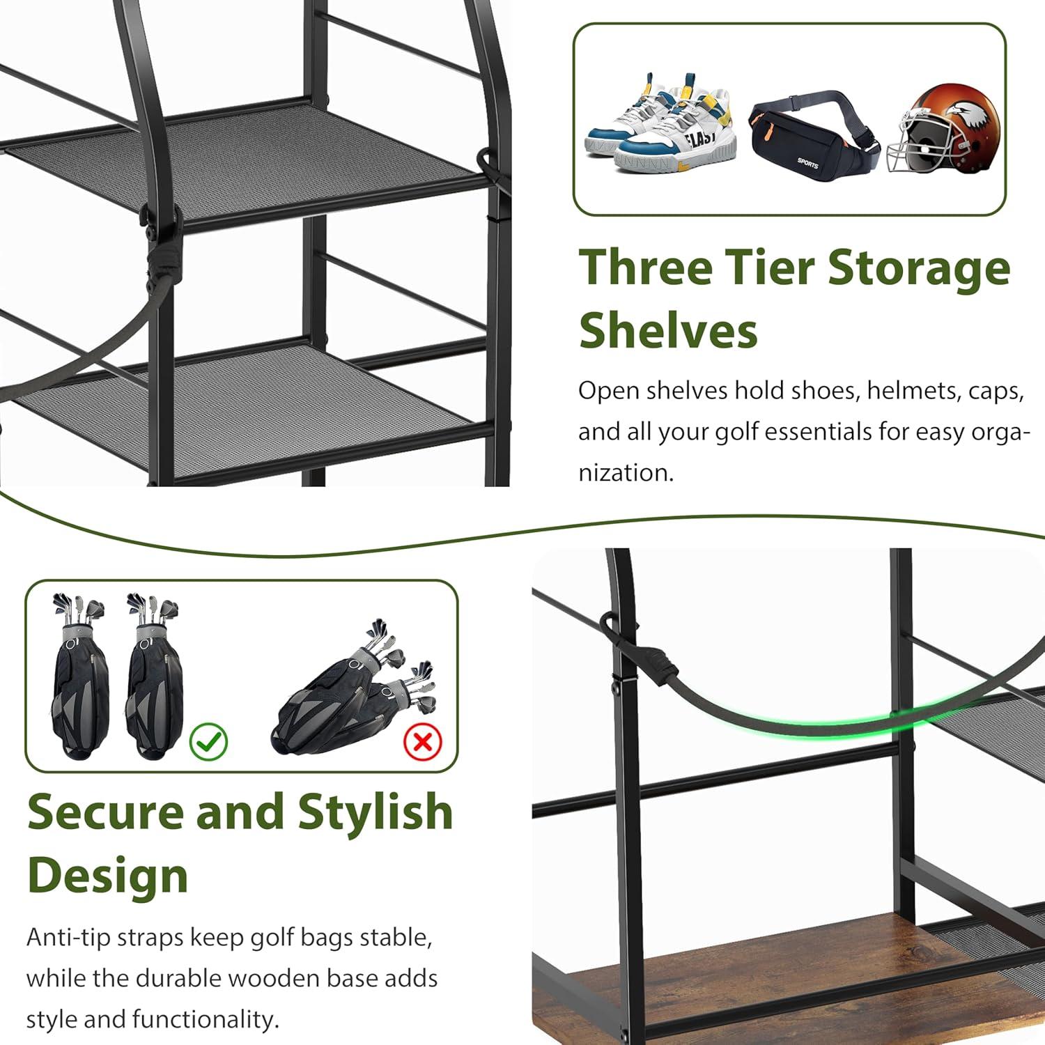 Organizador de Golf Jsskeeim para 2 Bolsas - Estante de Almacenamiento