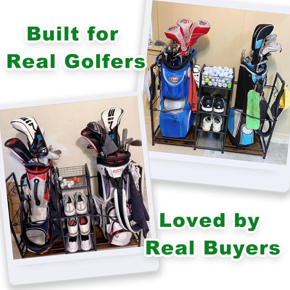 Organizador de Golf Jsskeeim para 2 Bolsas - Estante de Almacenamiento