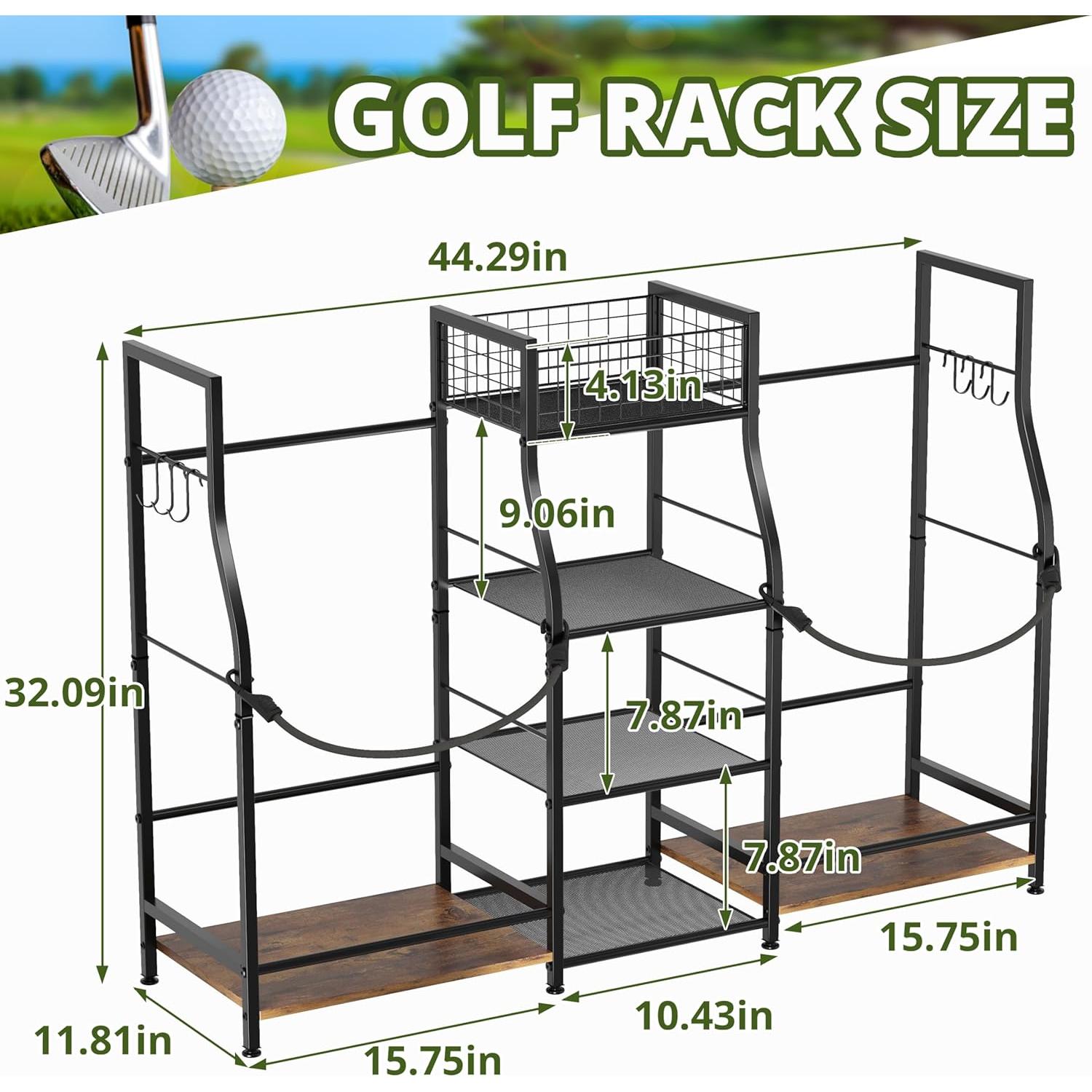 Organizador de Golf Jsskeeim para 2 Bolsas - Estante de Almacenamiento