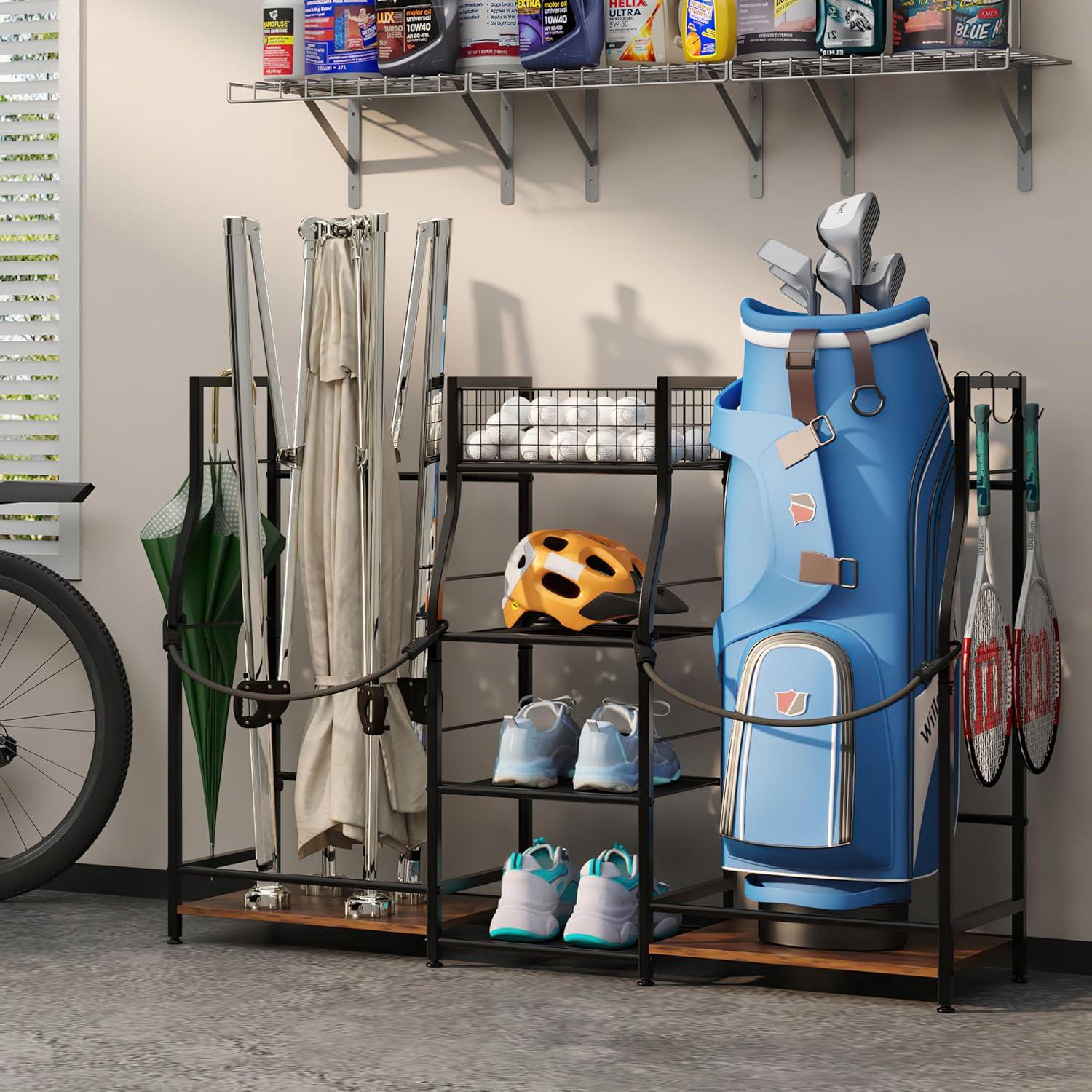 Organizador de Golf Jsskeeim para 2 Bolsas - Estante de Almacenamiento