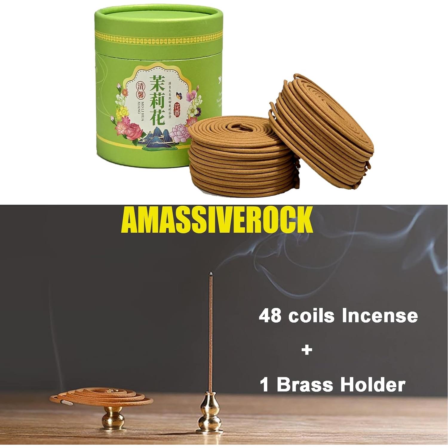 Incienso Espiral de Jazmín AMASSIVEROCK 48 PCS Natural