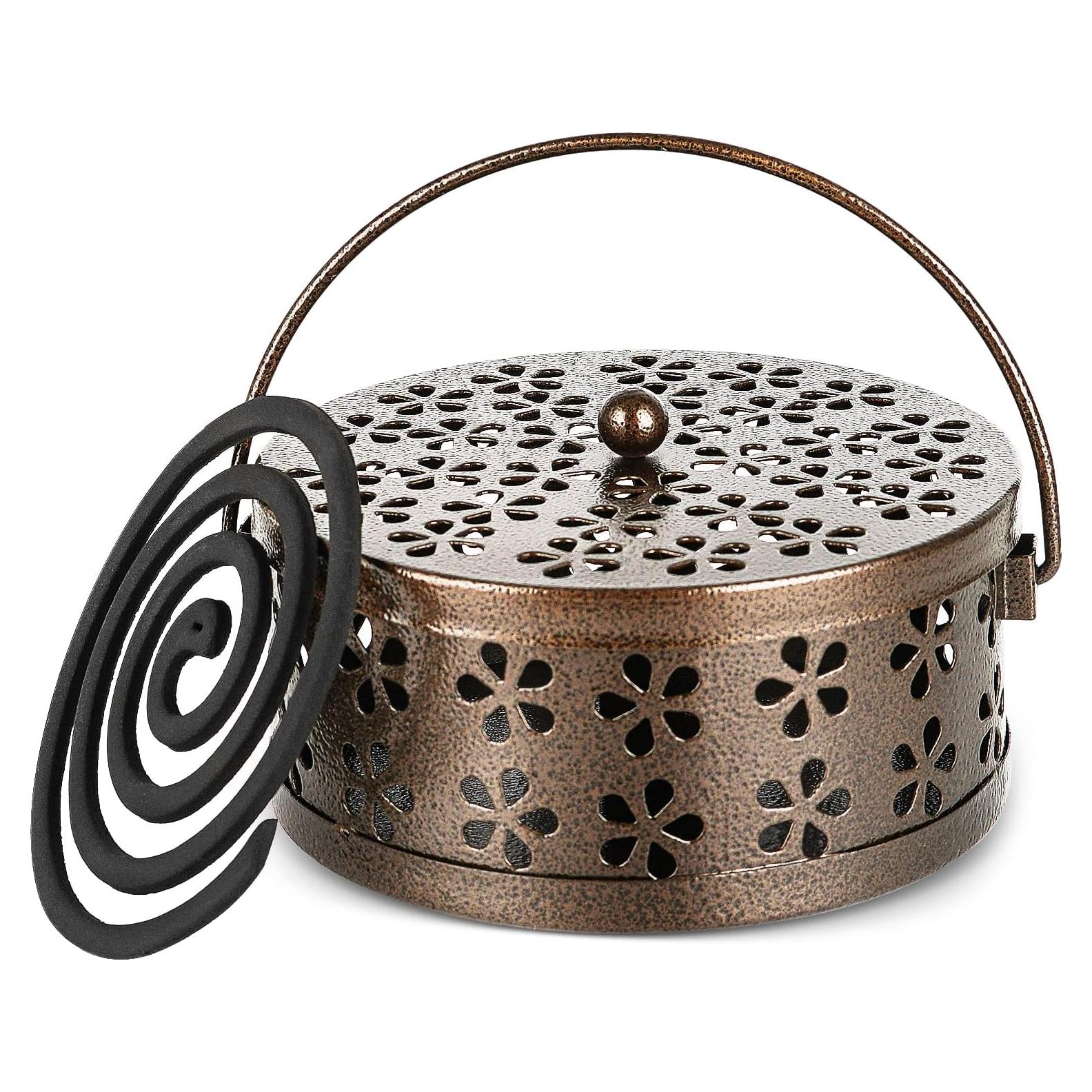 Soporte de Espirales de Mosquito Whiidoom Hierro Bronce 14x6cm