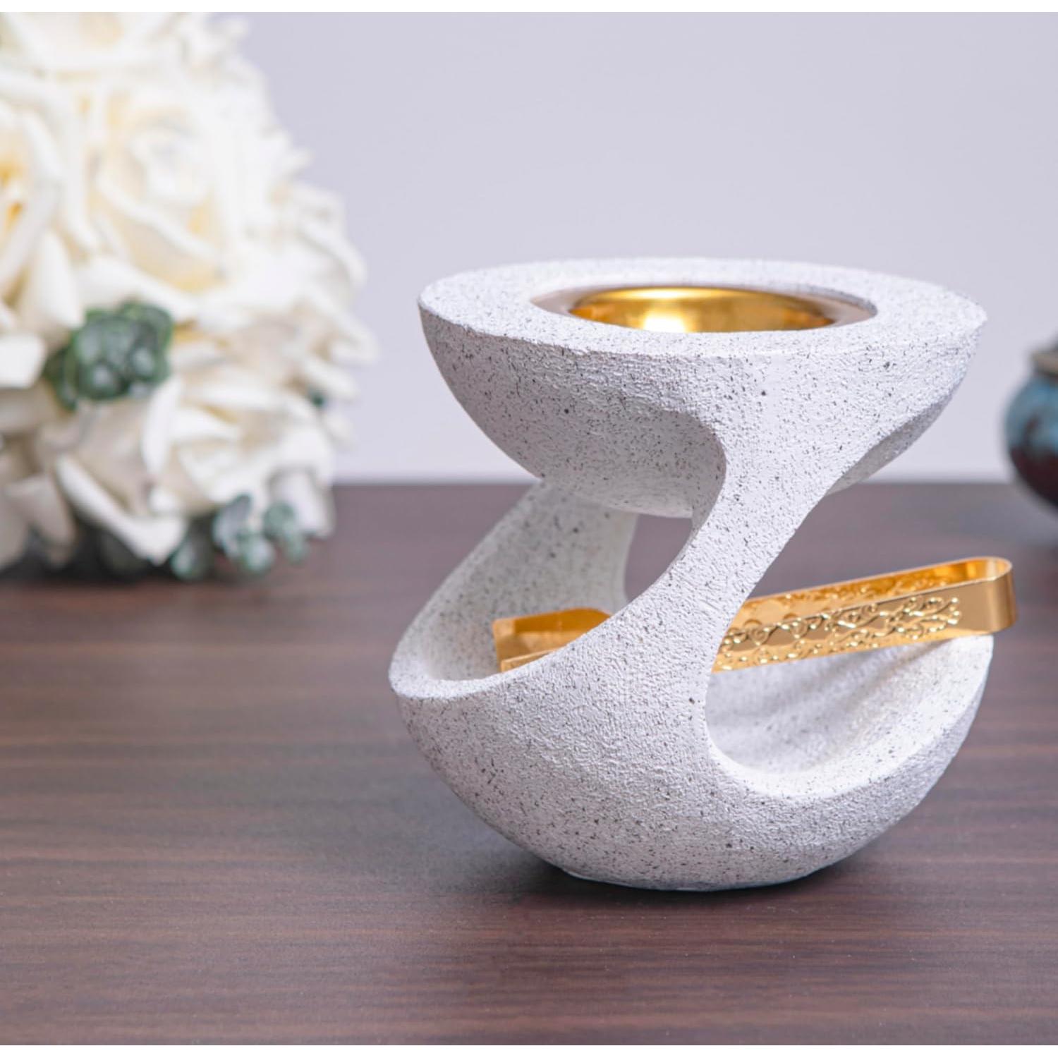 Quemador de Incienso de Resina Aowdsye Blanco para Yoga y Meditación