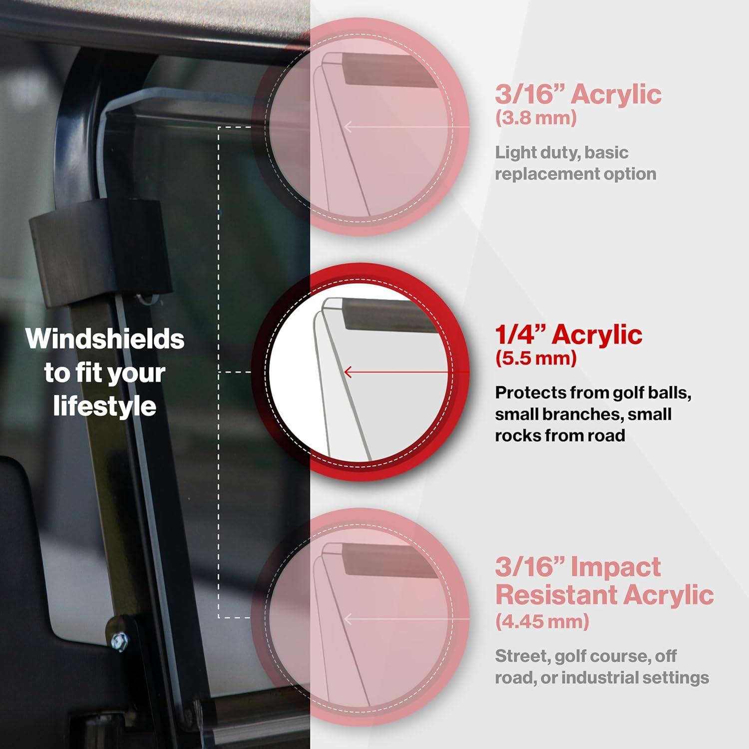 Parabrisas Plegable Red Dot para Carro de Golf Evolution D5