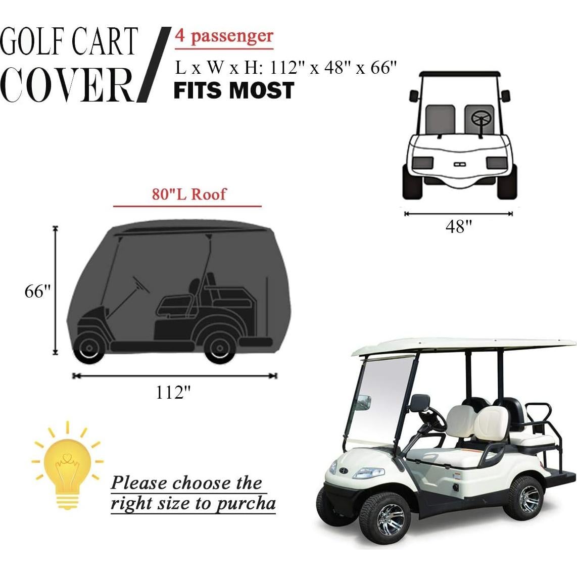 Funda de Carro de Golf Moveland 300D Gris para 4 Pasajeros