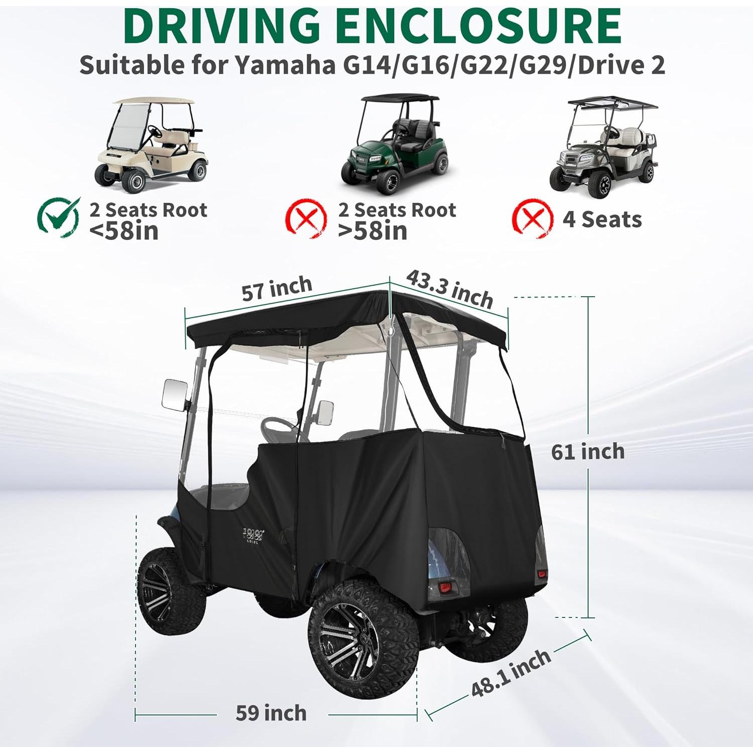 Funda para Carro de Golf 10L0L 2 Pasajeros Impermeable Negro