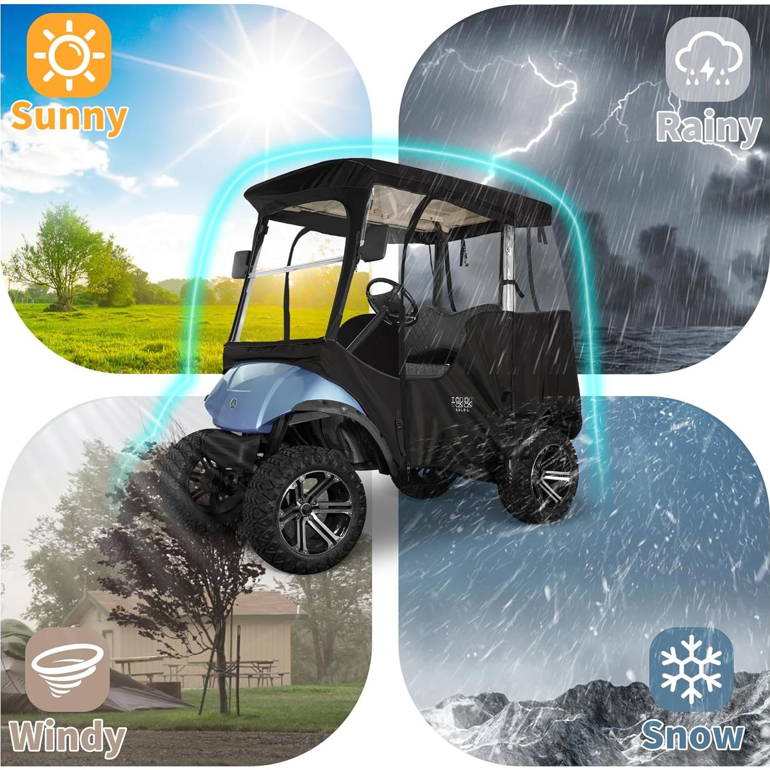 Funda para Carro de Golf 10L0L 2 Pasajeros Impermeable Negro