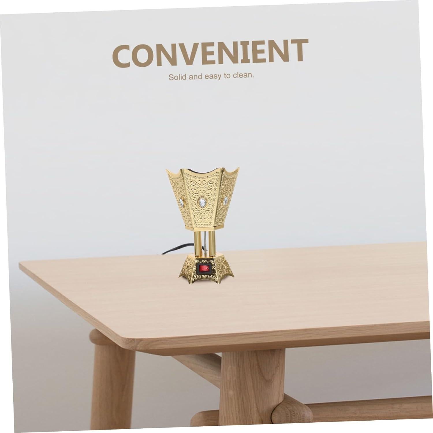 Quemador de Incienso Eléctrico Cabilock Dorado 390g Estilo Medio Oriente