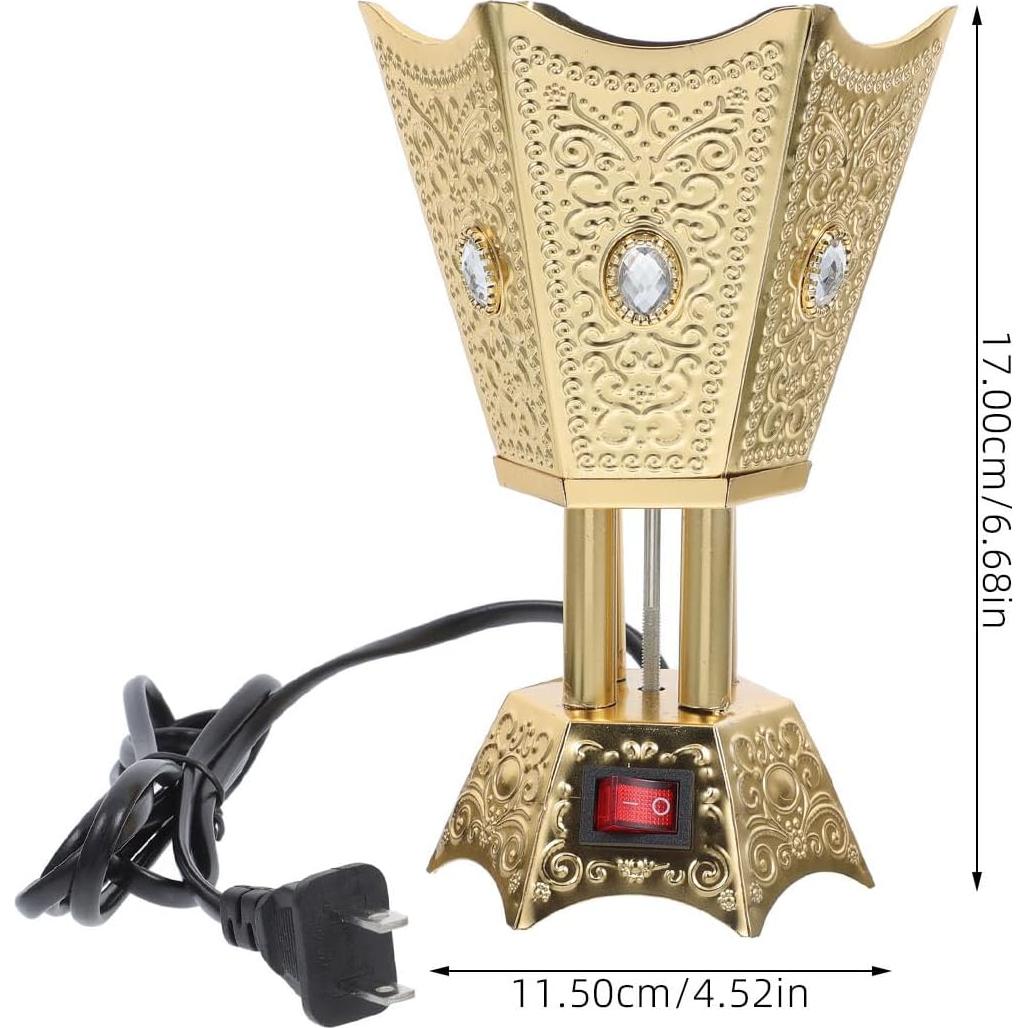 Quemador de Incienso Eléctrico Cabilock Dorado 390g Estilo Medio Oriente