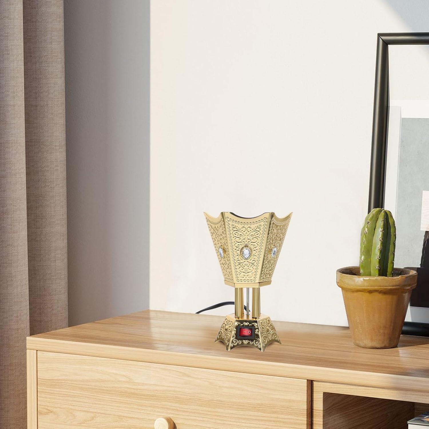 Quemador de Incienso Eléctrico Cabilock Dorado 390g Estilo Medio Oriente