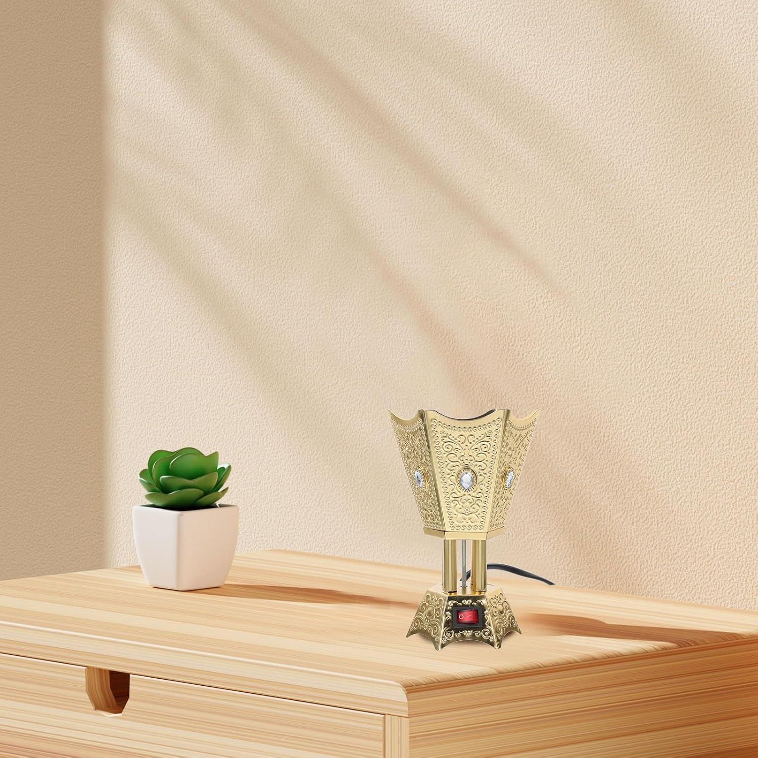 Quemador de Incienso Eléctrico Cabilock Dorado 390g Estilo Medio Oriente