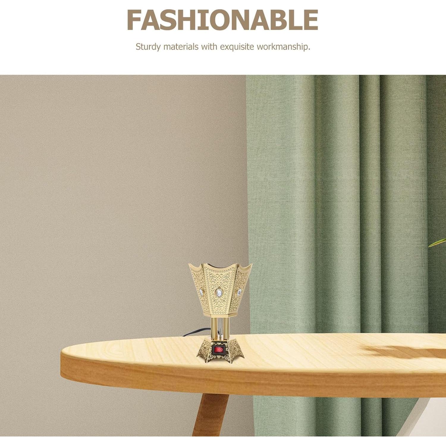 Quemador de Incienso Eléctrico Cabilock Dorado 390g Estilo Medio Oriente