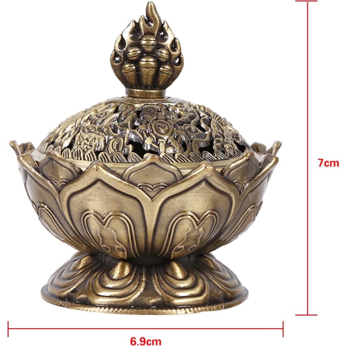 Quemador de Incienso Lotus QANYEGN de Aleación de Zinc 7cm