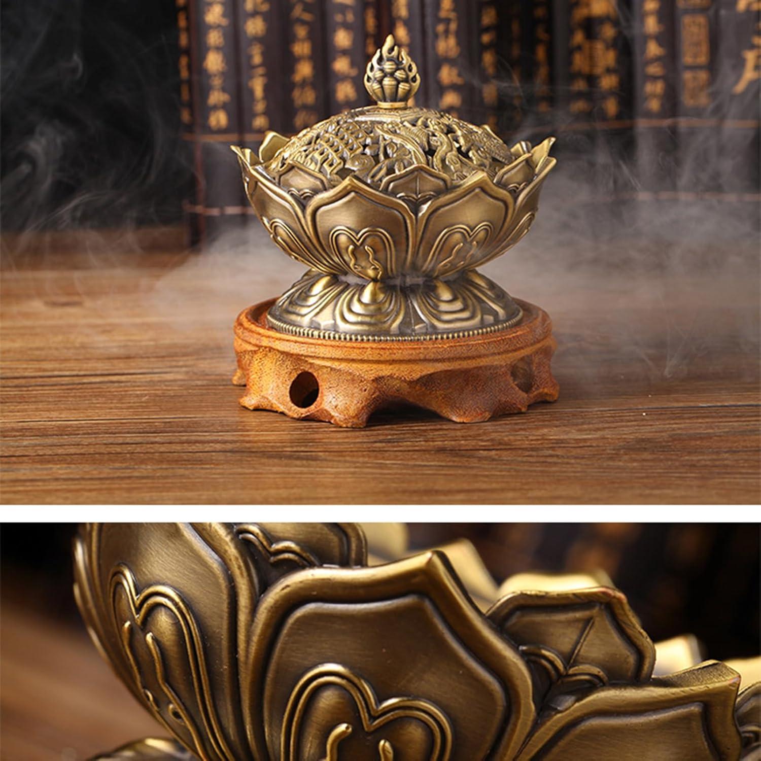 Quemador de Incienso Lotus QANYEGN de Aleación de Zinc 7cm