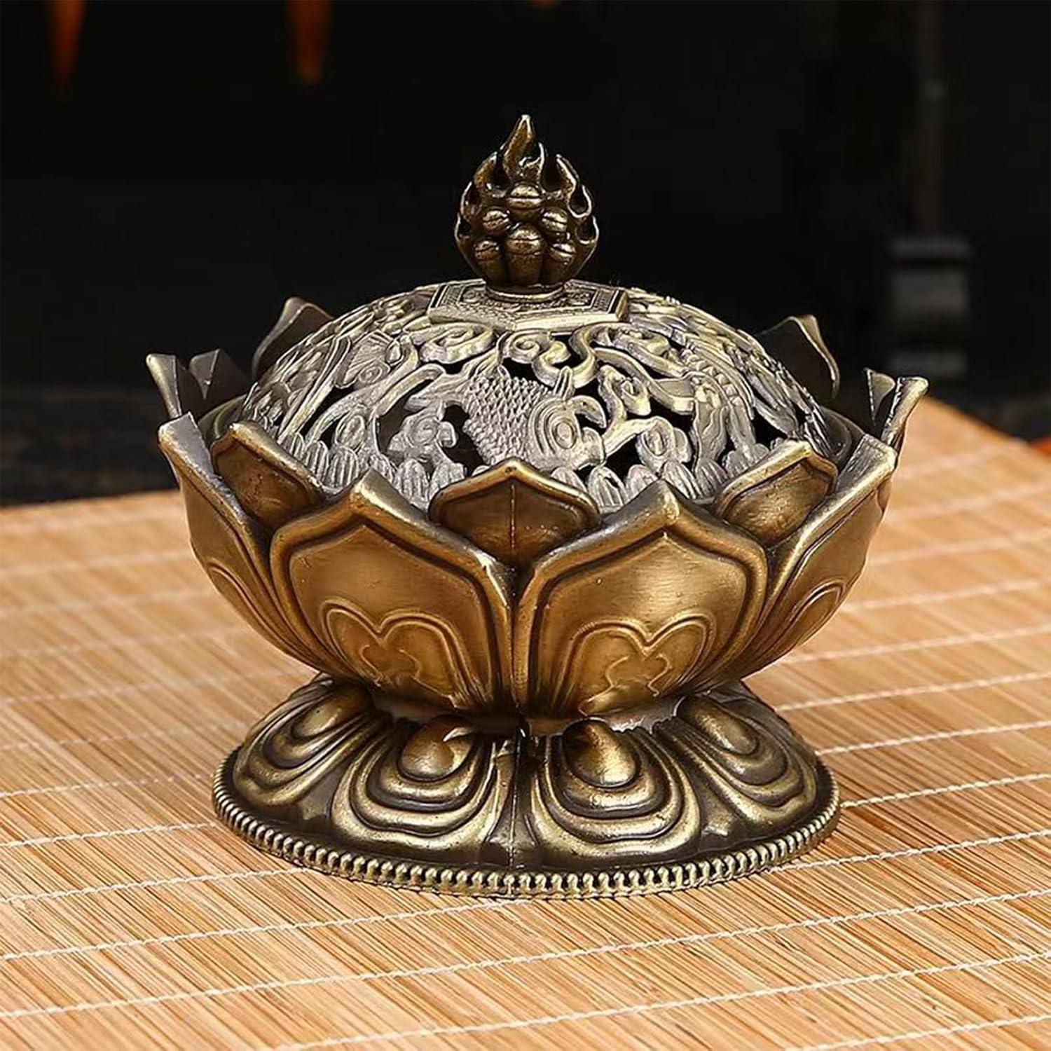Quemador de Incienso Lotus QANYEGN de Aleación de Zinc 7cm