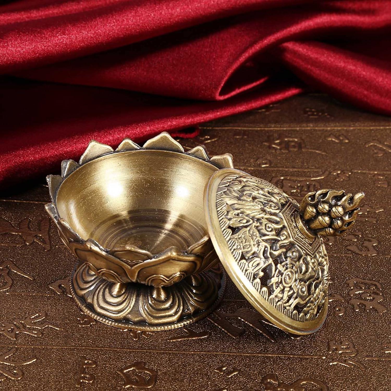 Quemador de Incienso Lotus QANYEGN de Aleación de Zinc 7cm