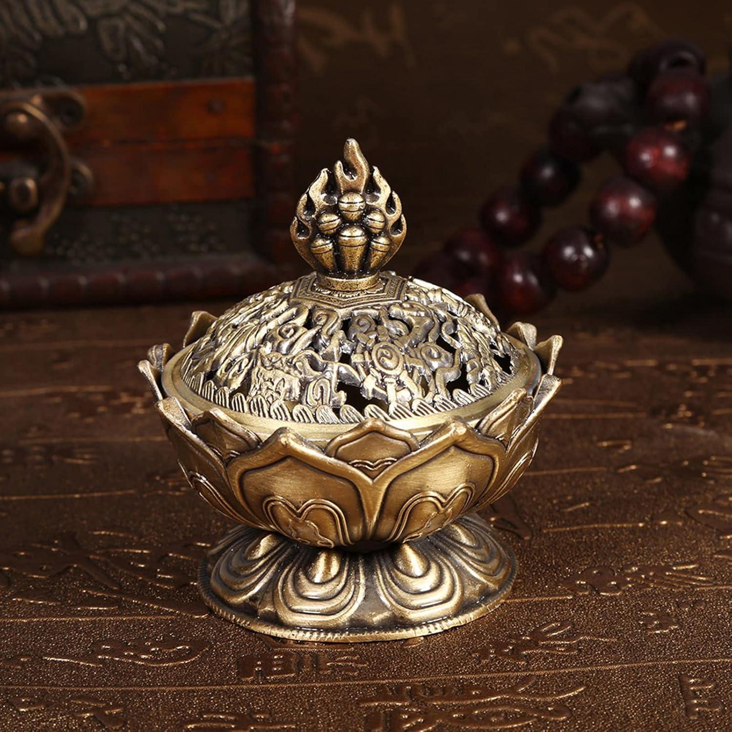 Quemador de Incienso Lotus QANYEGN de Aleación de Zinc 7cm