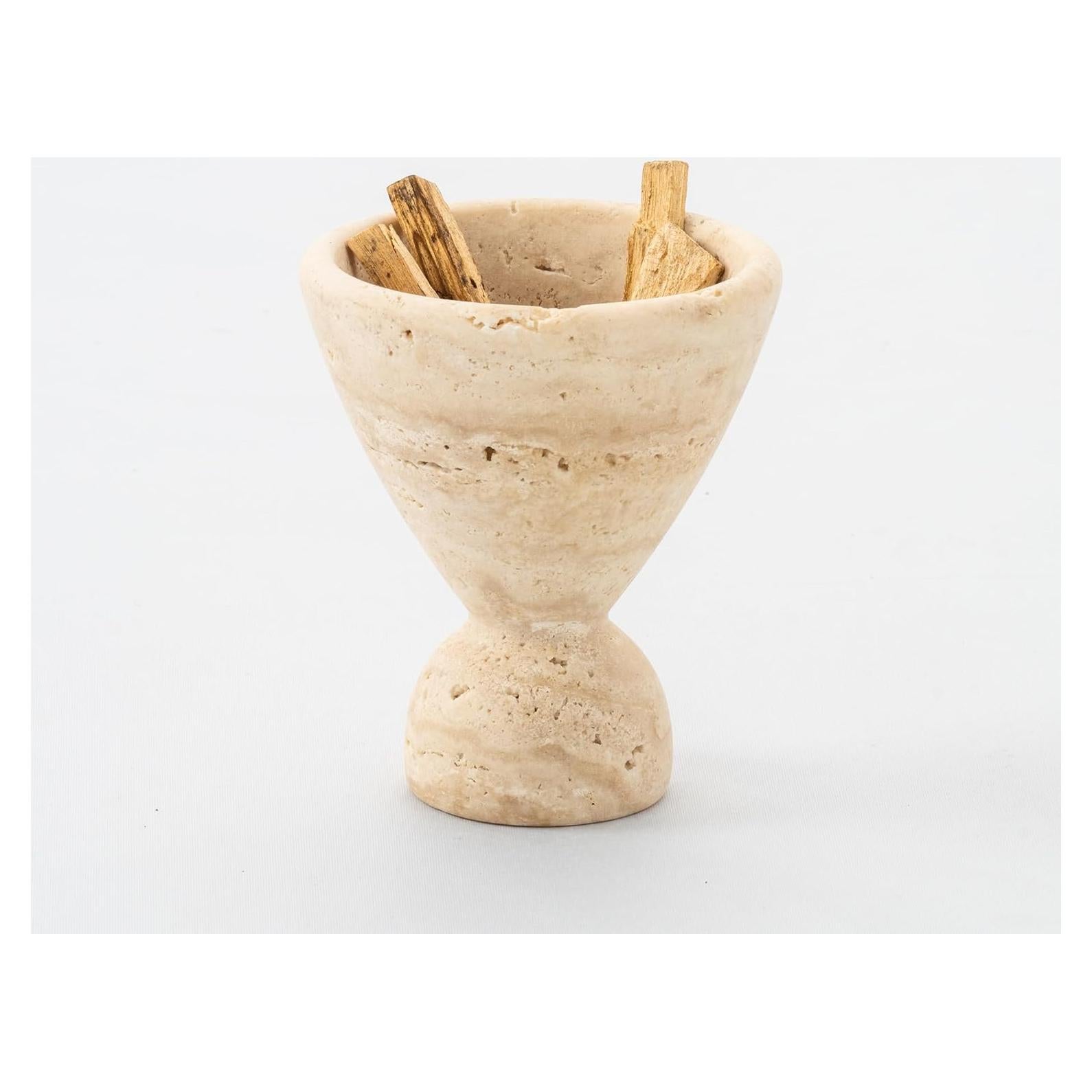 Quemador de Incienso y Jarrón de Travertina Natural Wild Works