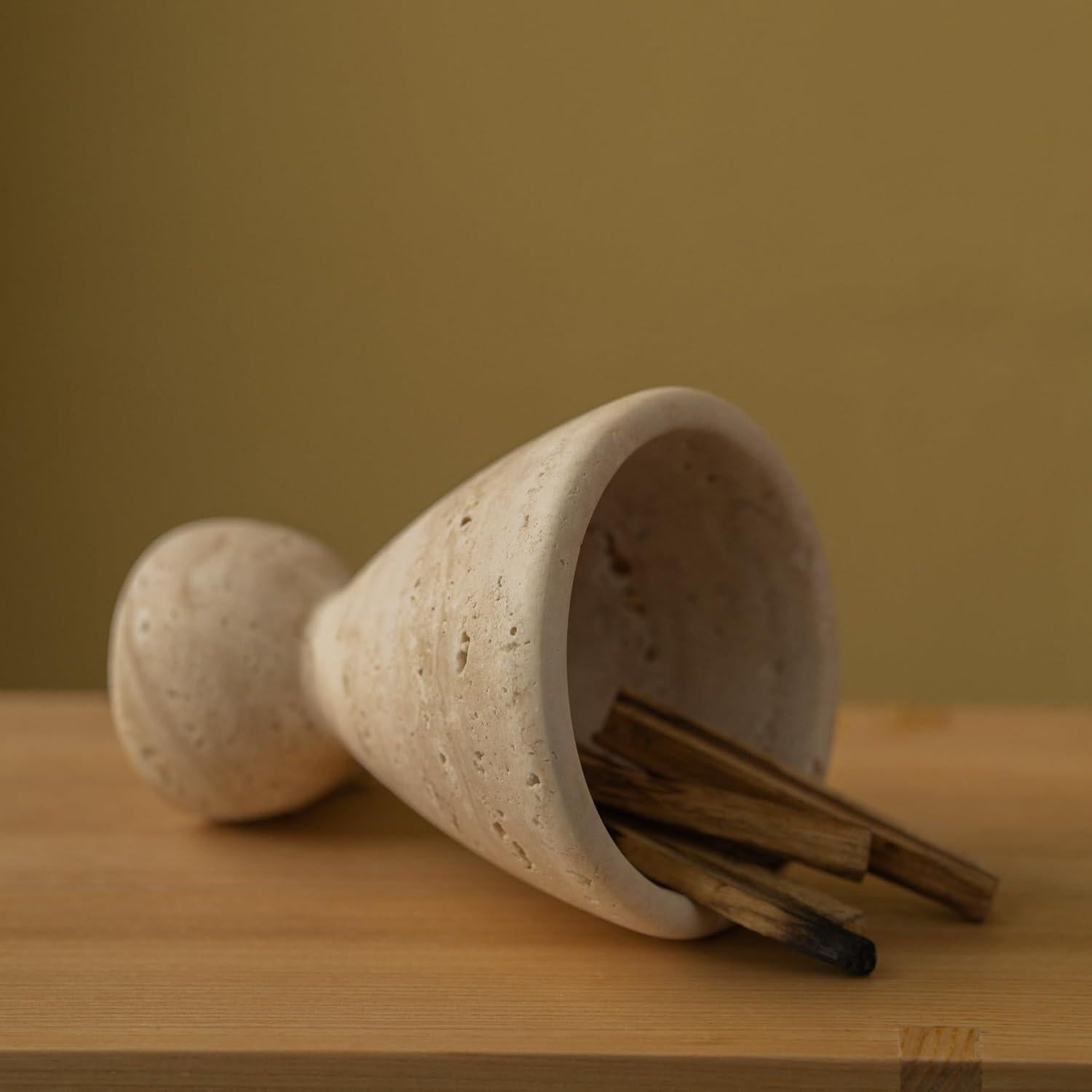 Quemador de Incienso y Jarrón de Travertina Natural Wild Works