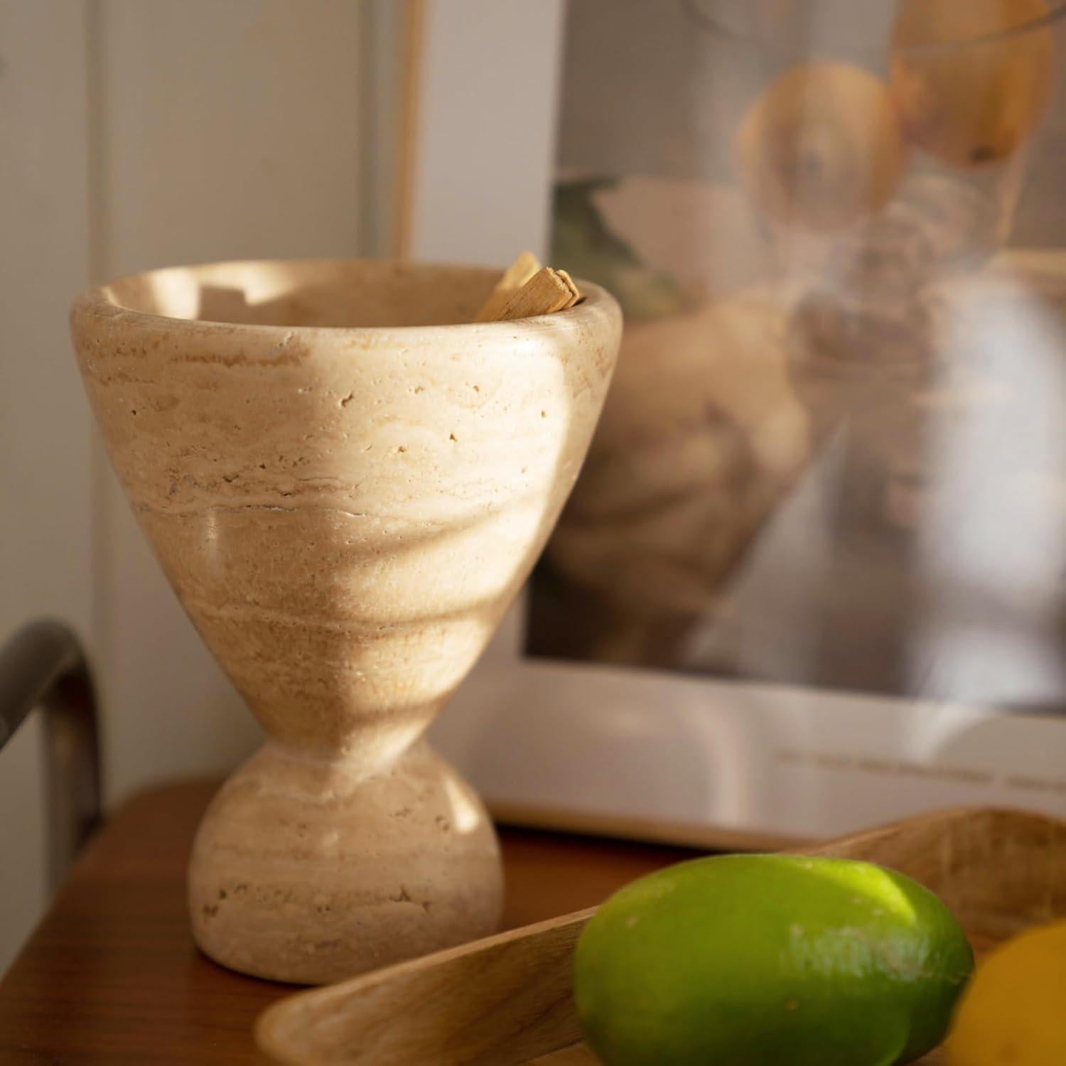 Quemador de Incienso y Jarrón de Travertina Natural Wild Works
