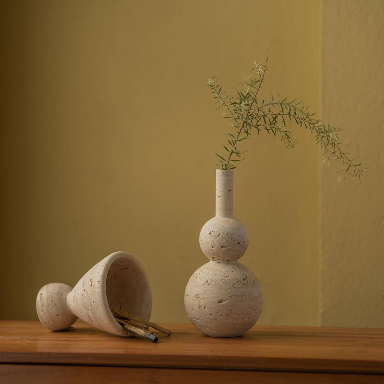 Quemador de Incienso y Jarrón de Travertina Natural Wild Works