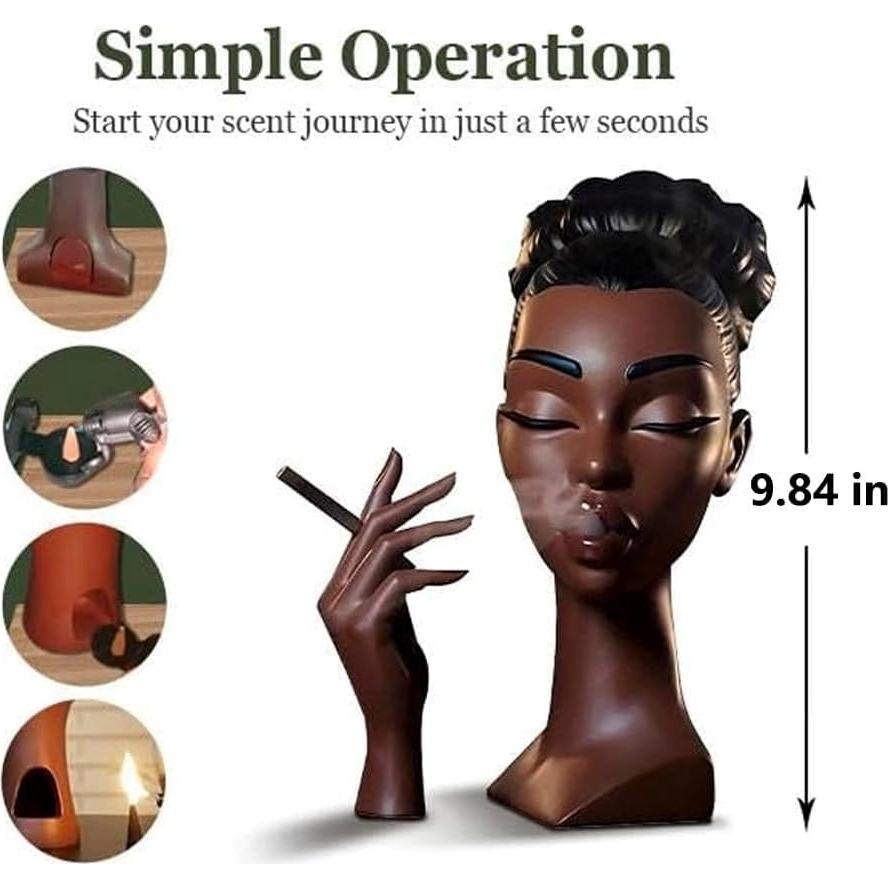 Quemador de Incienso Coyoohouse Mujer Negra 24.9cm Resina