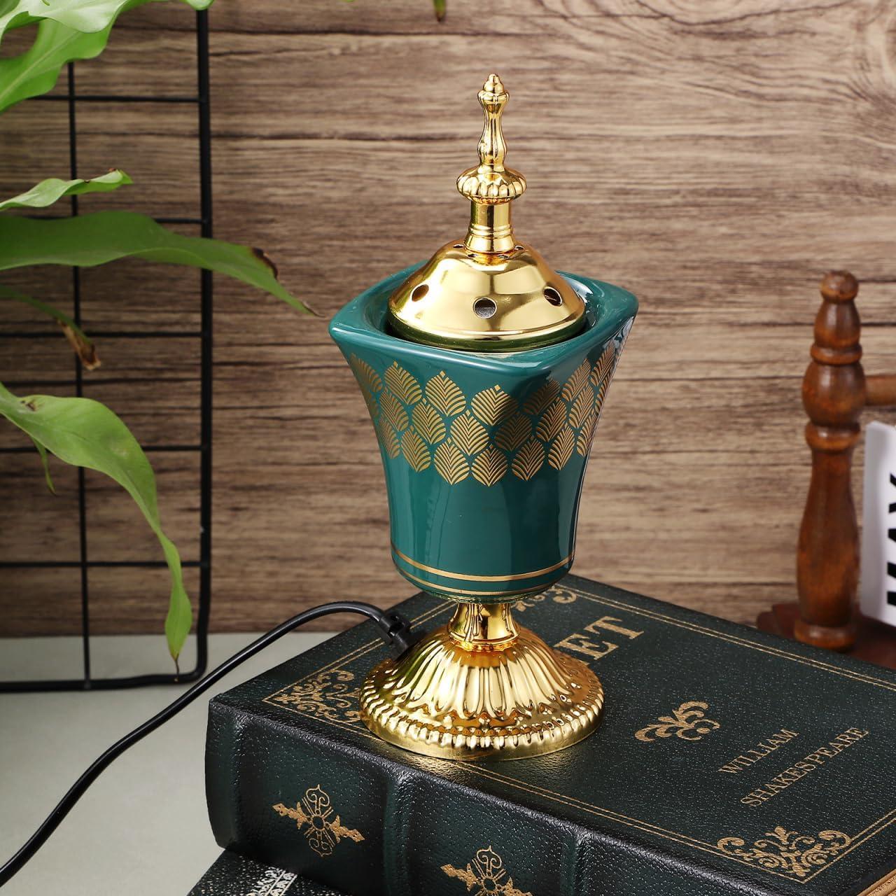 Quemador de Incienso Eléctrico Cabilock Cerámica Verde 19.5cm