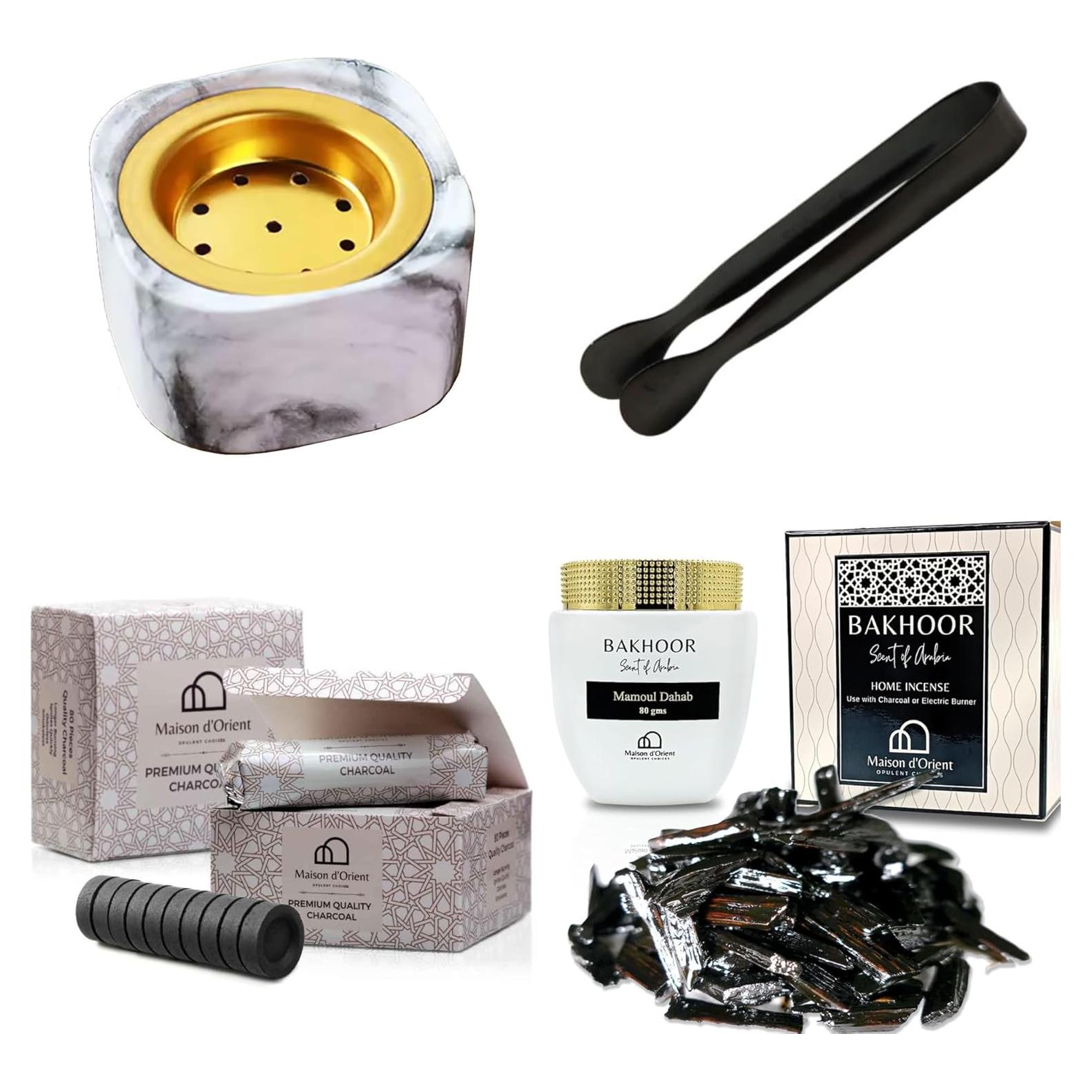 Kit de Incienso Árabe Bakhoor Maison d'Orient - Mini Quemador y 10 Muestras