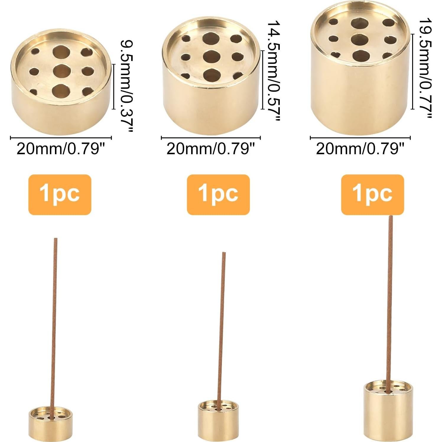 Soporte de Incienso de Latón Dorado AHANDMAKER - 3 Piezas