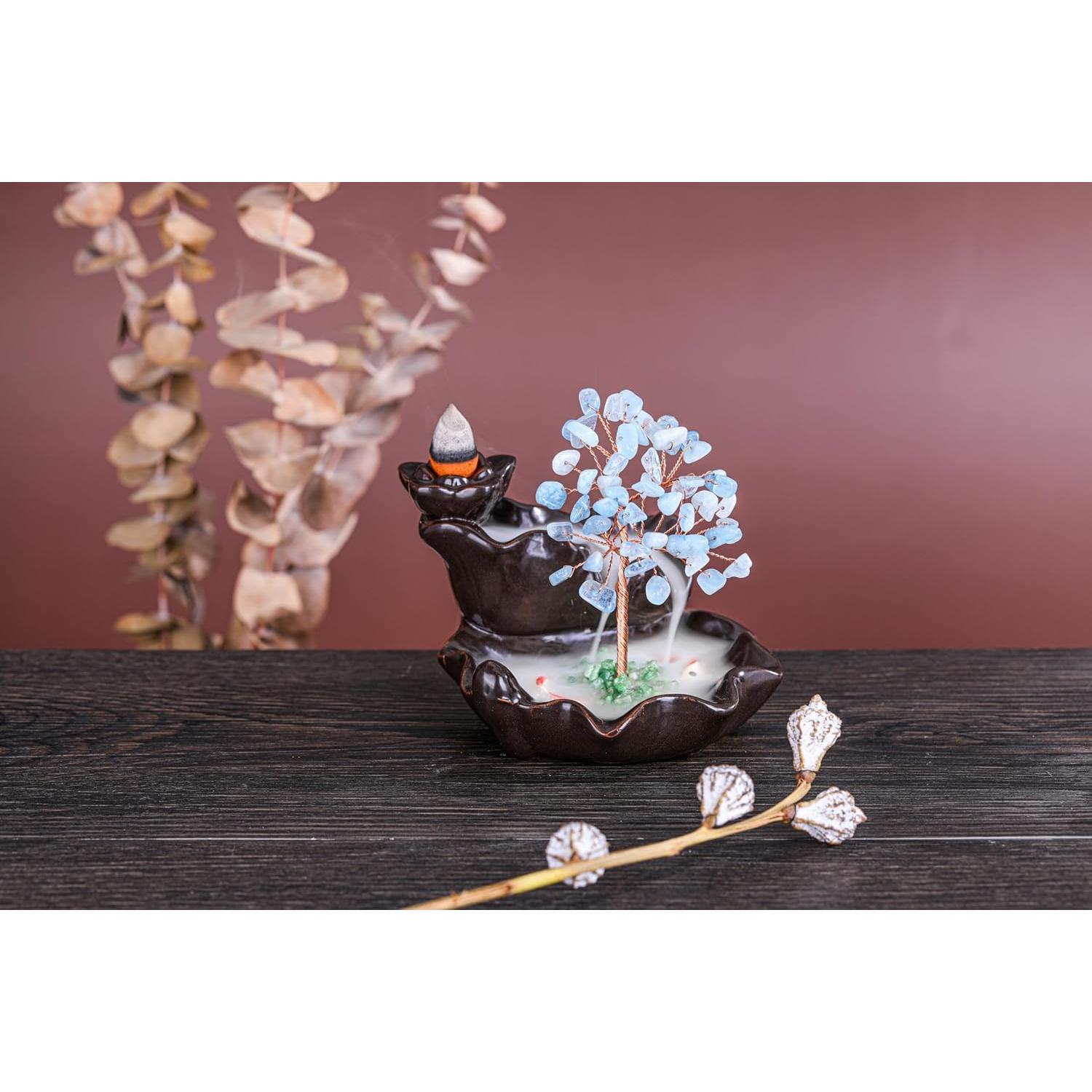 Quemador de Incienso de Flujo Inverso CristalesLágrimas Acuamarina