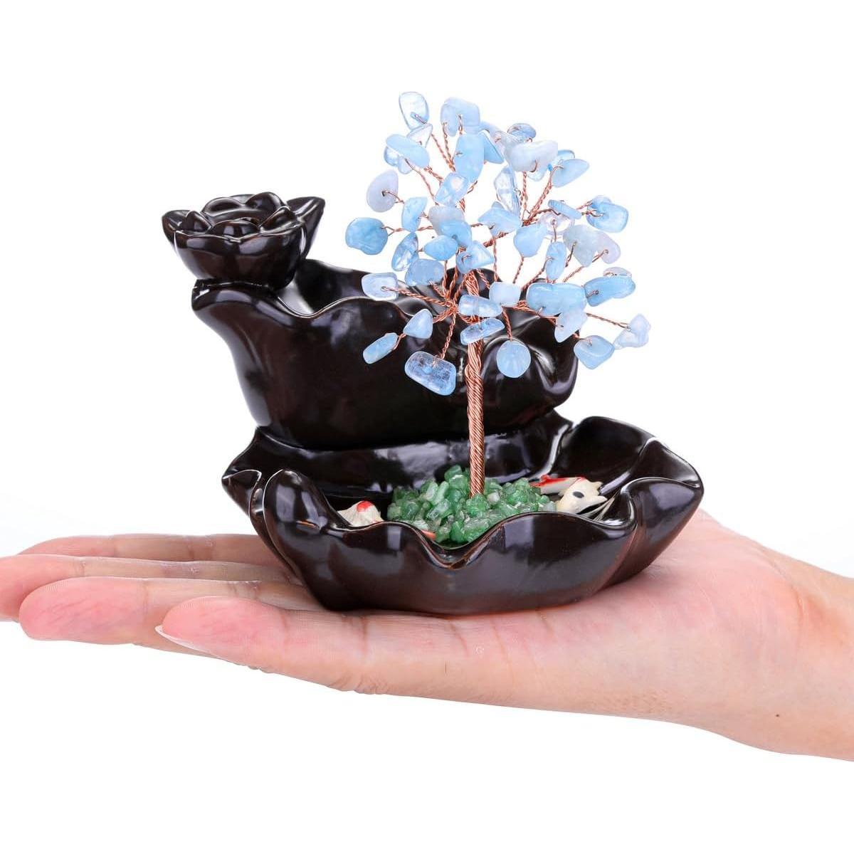 Quemador de Incienso de Flujo Inverso CristalesLágrimas Acuamarina