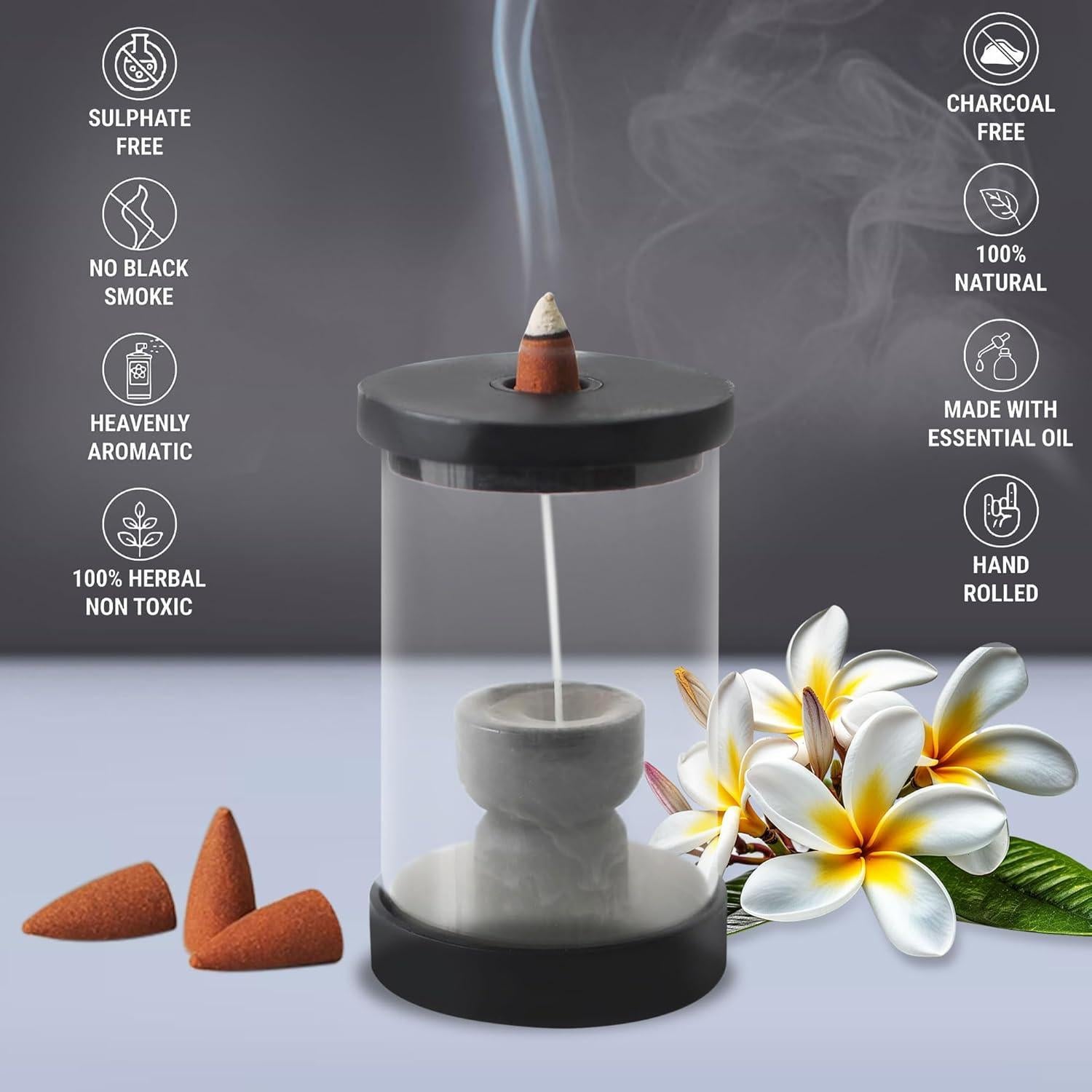 Kit quemador incienso retroceso Hosley madera vidrio 3.5x15.2cm