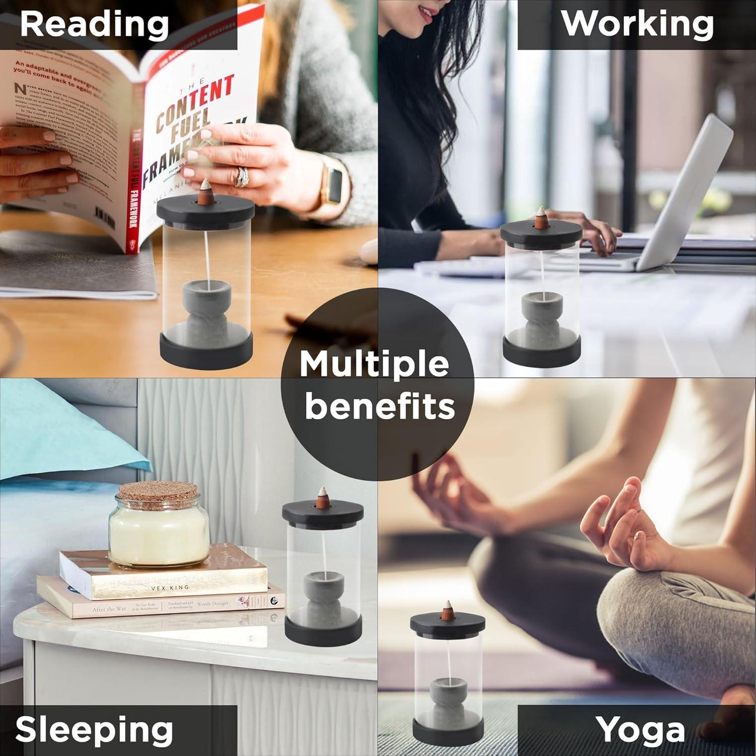 Kit quemador incienso retroceso Hosley madera vidrio 3.5x15.2cm