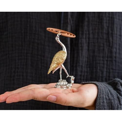 Soporte de Incienso WOIWO Tortuga y Grúa - 2 Piezas Metal