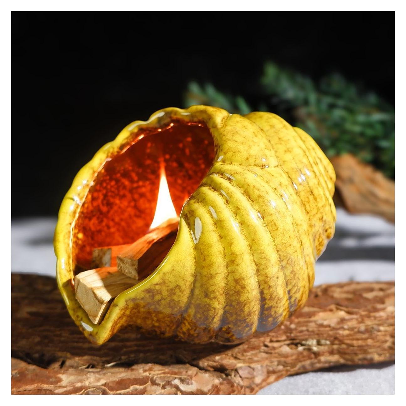 Mini Chimenea de Cerámica Amarilla MOUGIGI para Palo Santo