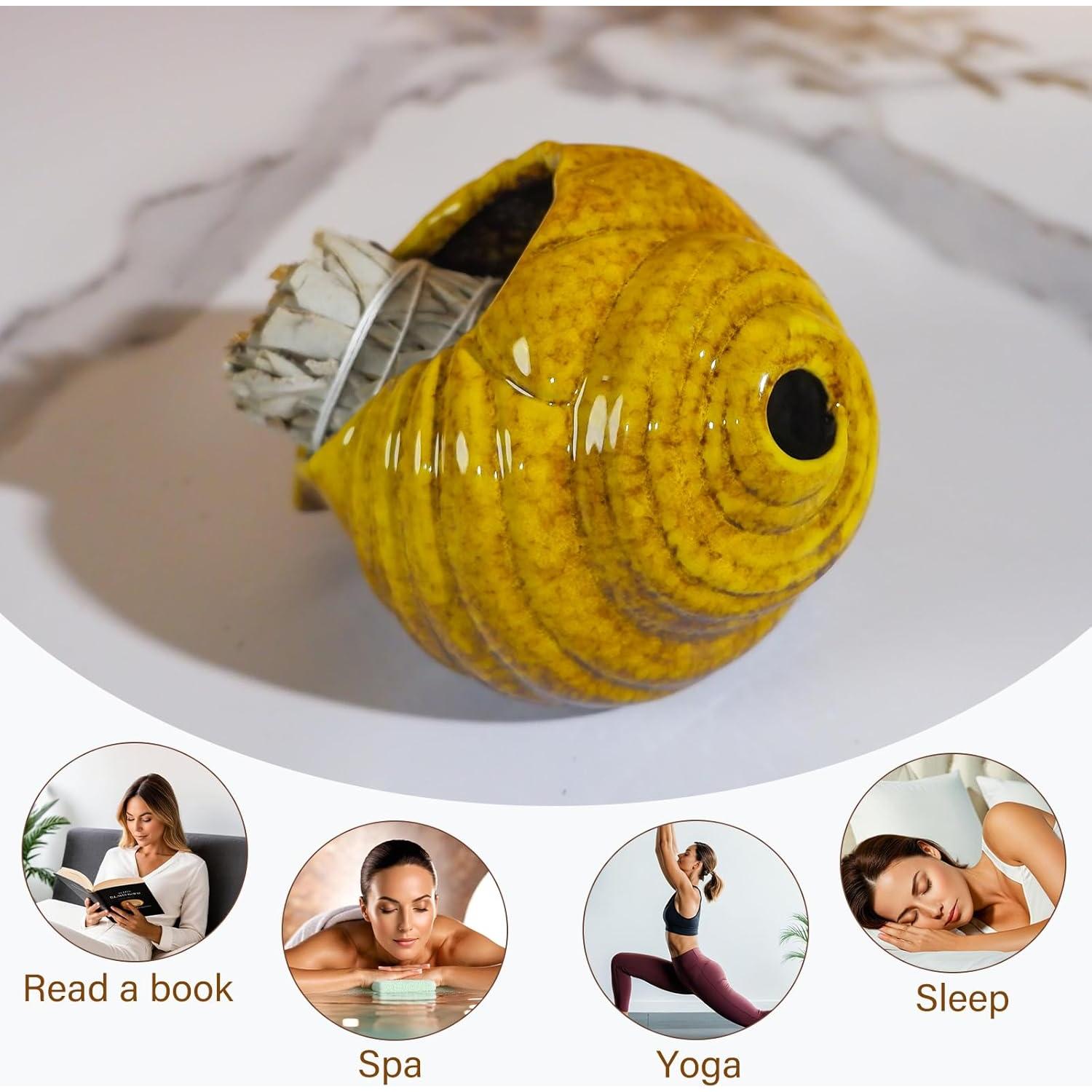 Mini Chimenea de Cerámica Amarilla MOUGIGI para Palo Santo