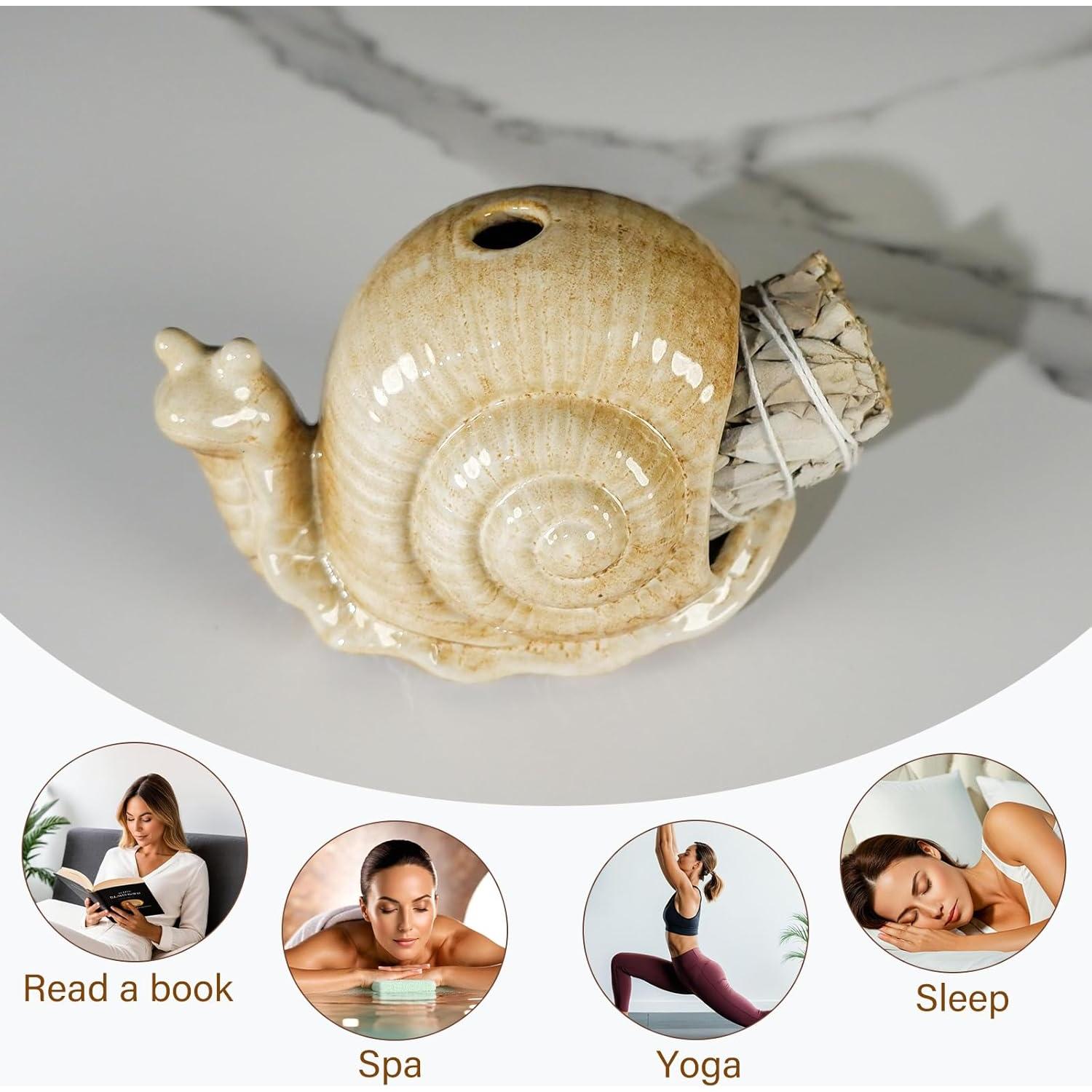 Quemador de Incienso de Cerámica MOUGIGI Caracol Marrón