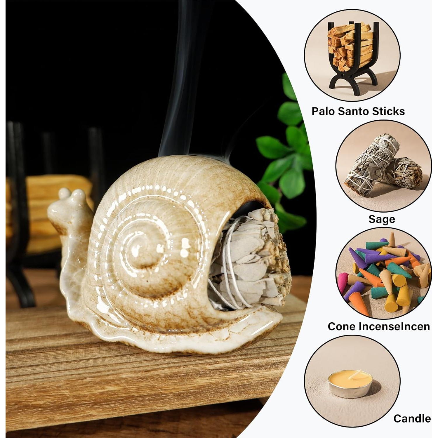 Quemador de Incienso de Cerámica MOUGIGI Caracol Marrón