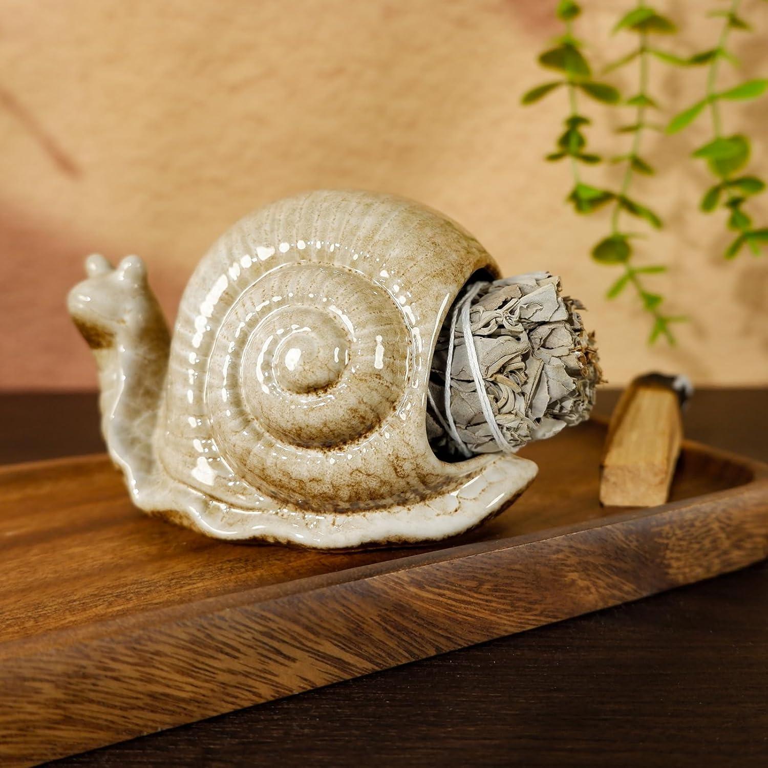 Quemador de Incienso de Cerámica MOUGIGI Caracol Marrón