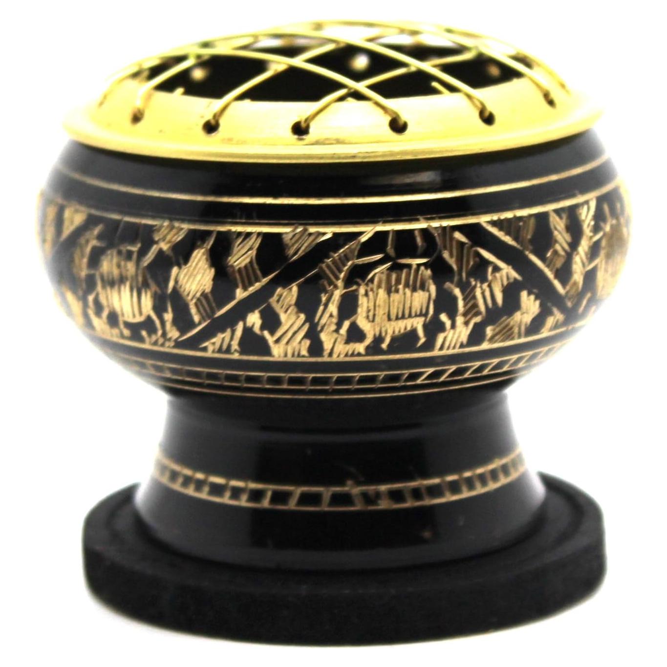 Quemador de Incienso de Bronce Govinda con Pantalla y Posavasos