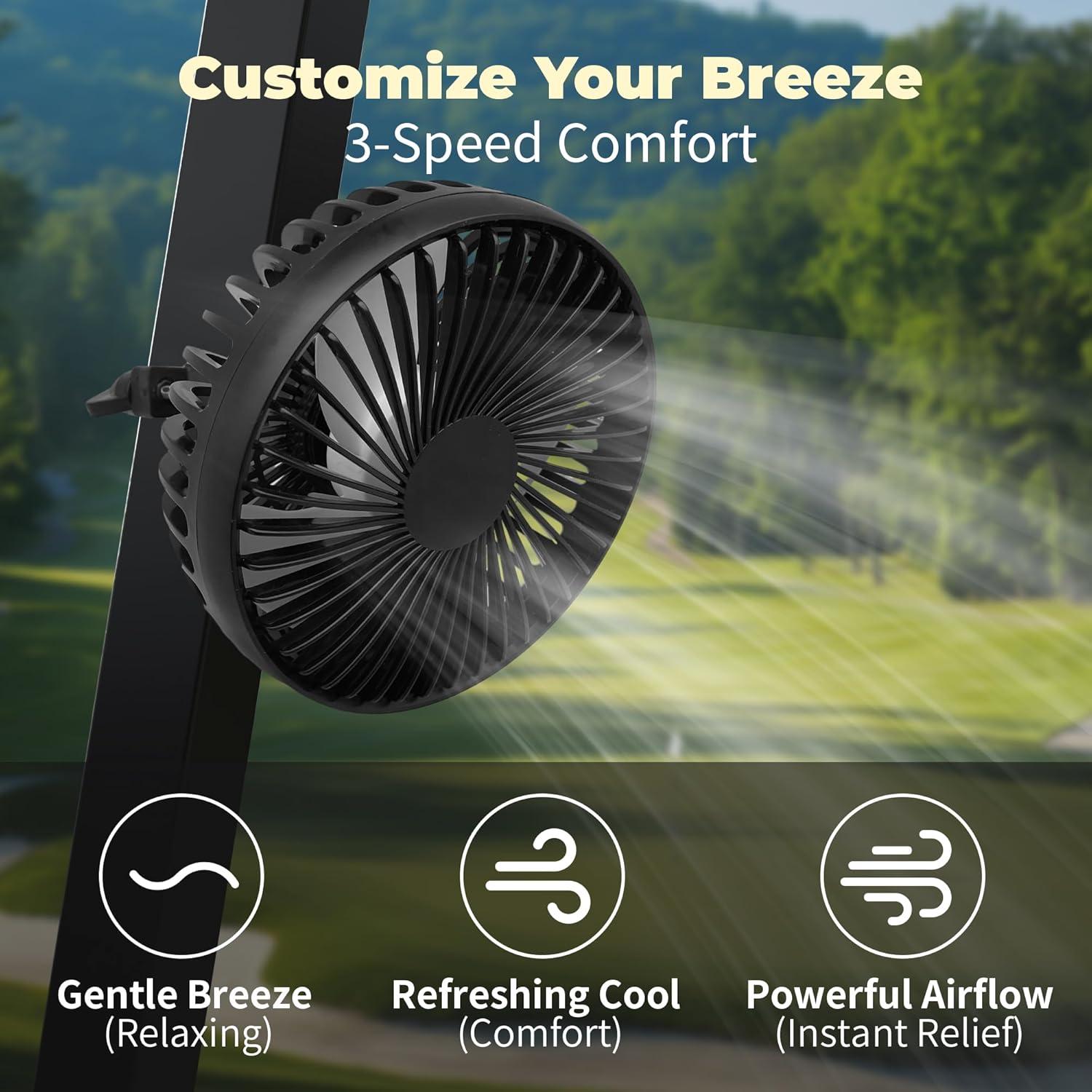 Ventilador USB para Carro de Golf GOLFCOZER GOLF-03 3 Velocidades