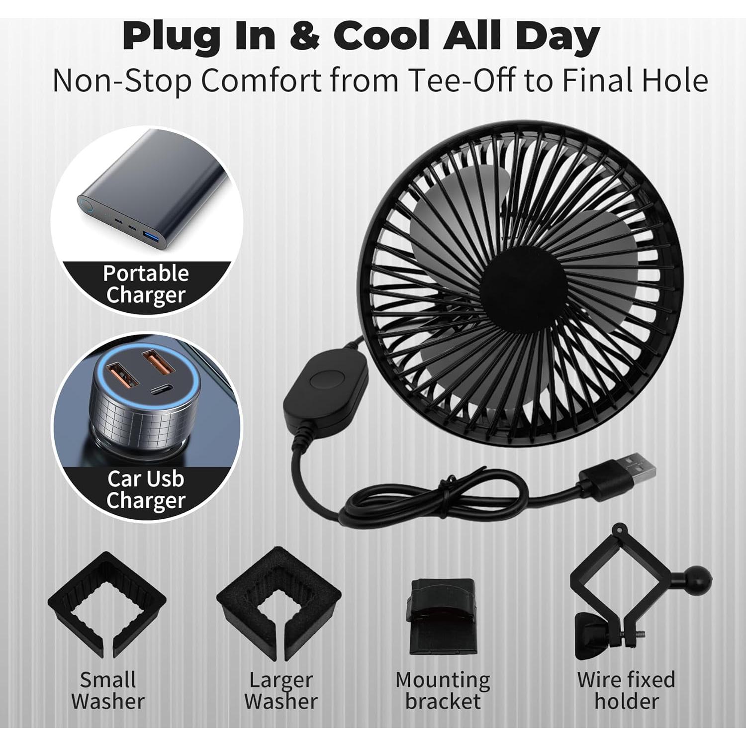 Ventilador USB para Carro de Golf GOLFCOZER GOLF-03 3 Velocidades