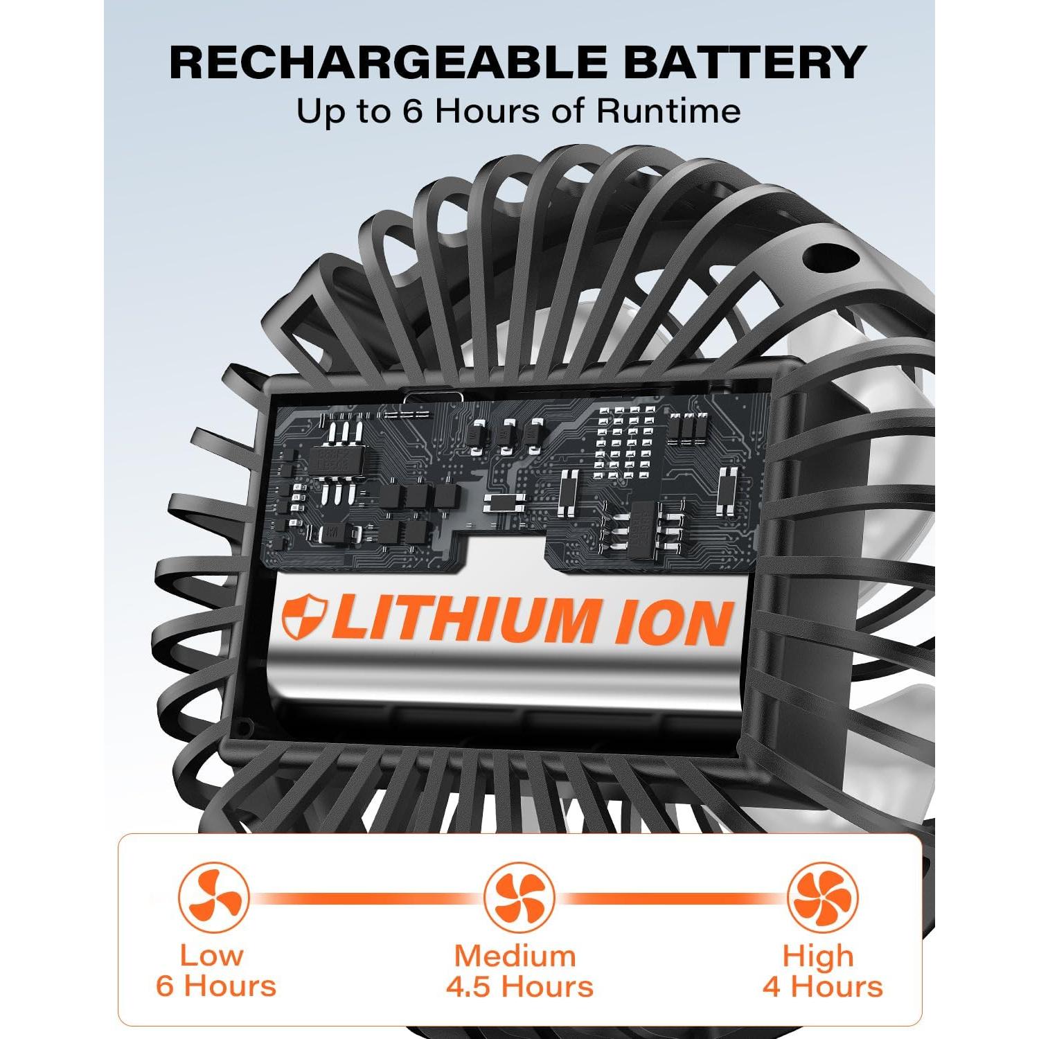 Ventilador Recargable A2C para Carro de Golf 4000mAh 3 Velocidades