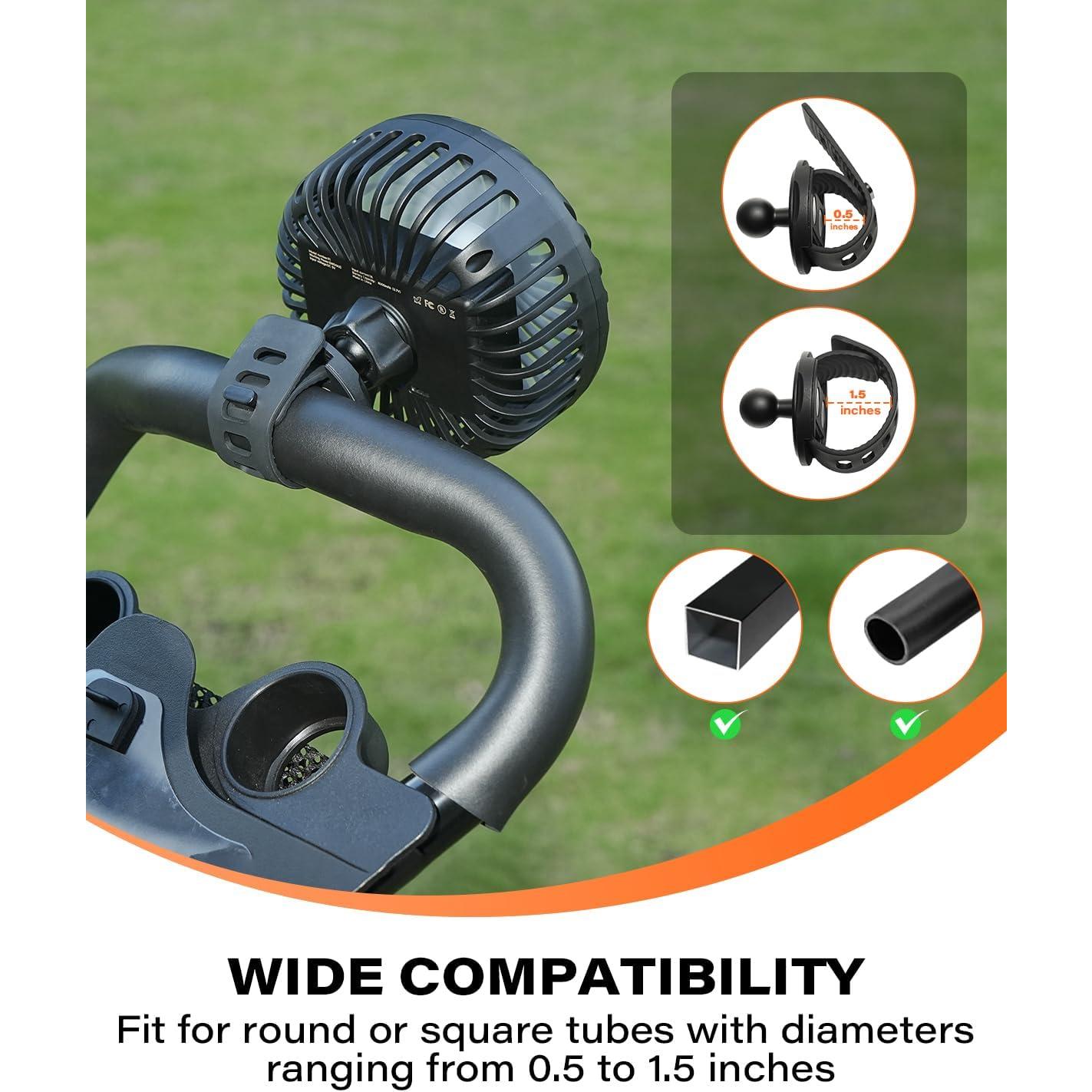 Ventilador Recargable A2C para Carro de Golf 4000mAh 3 Velocidades