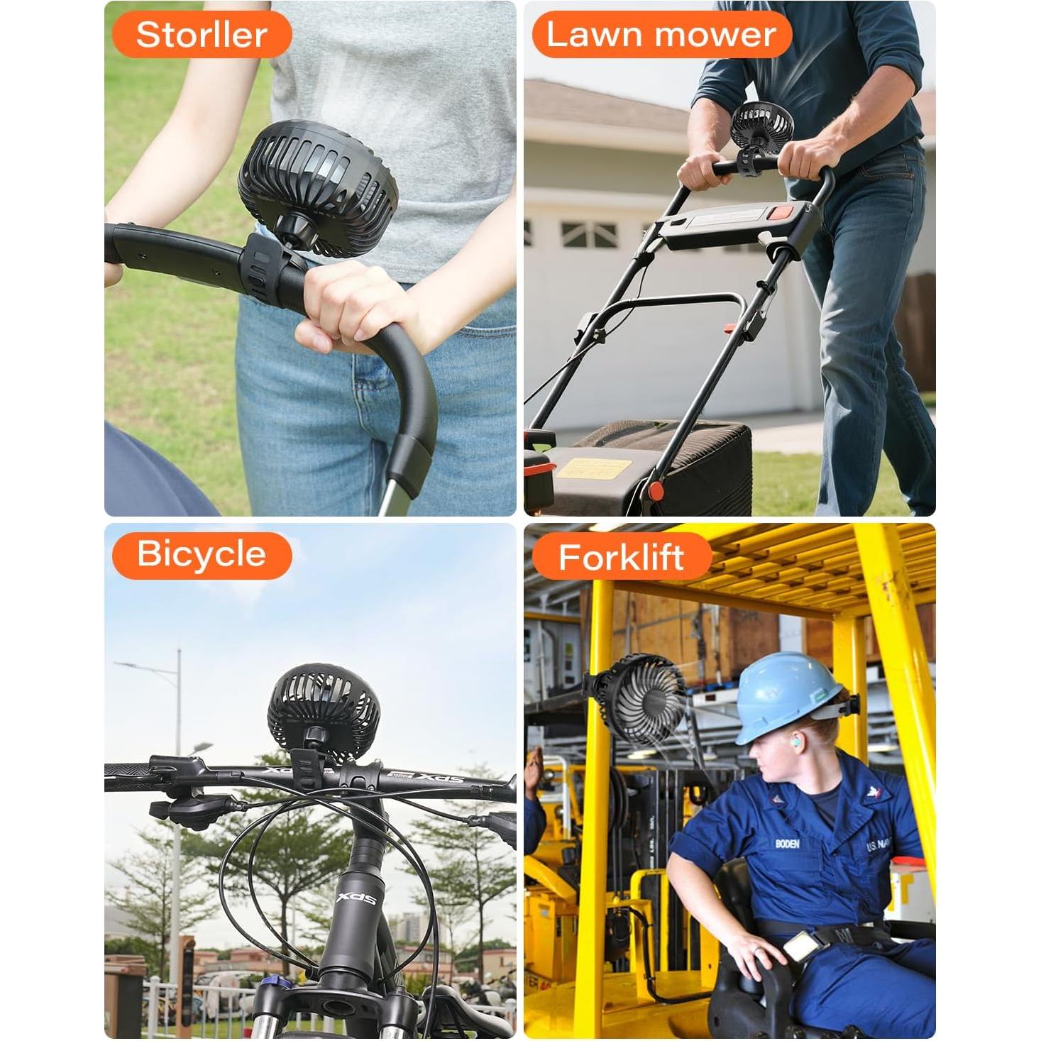 Ventilador Recargable A2C para Carro de Golf 4000mAh 3 Velocidades