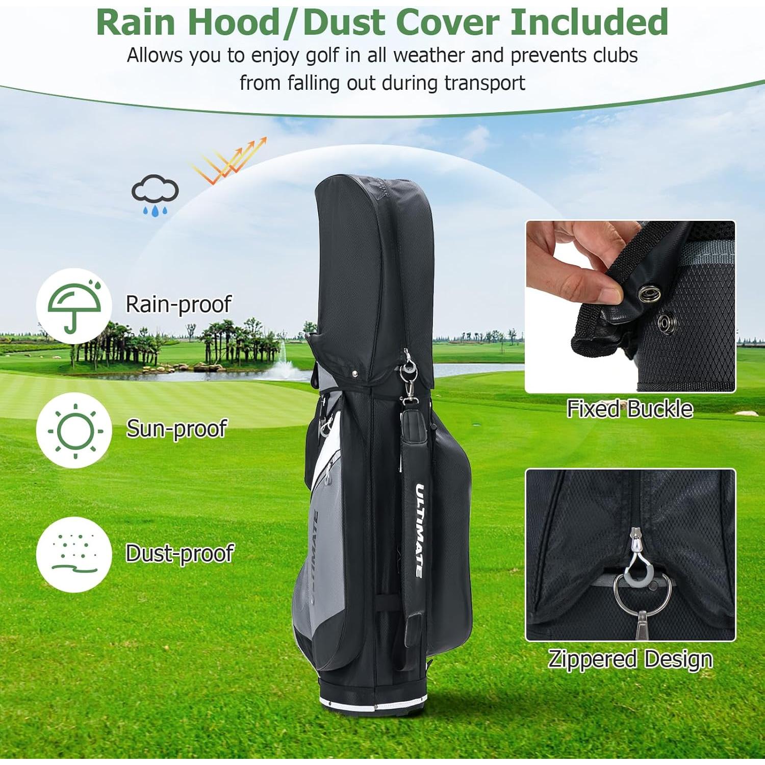 Bolsa de Carro de Golf Tangkula 14 Divisores Nylon Negra