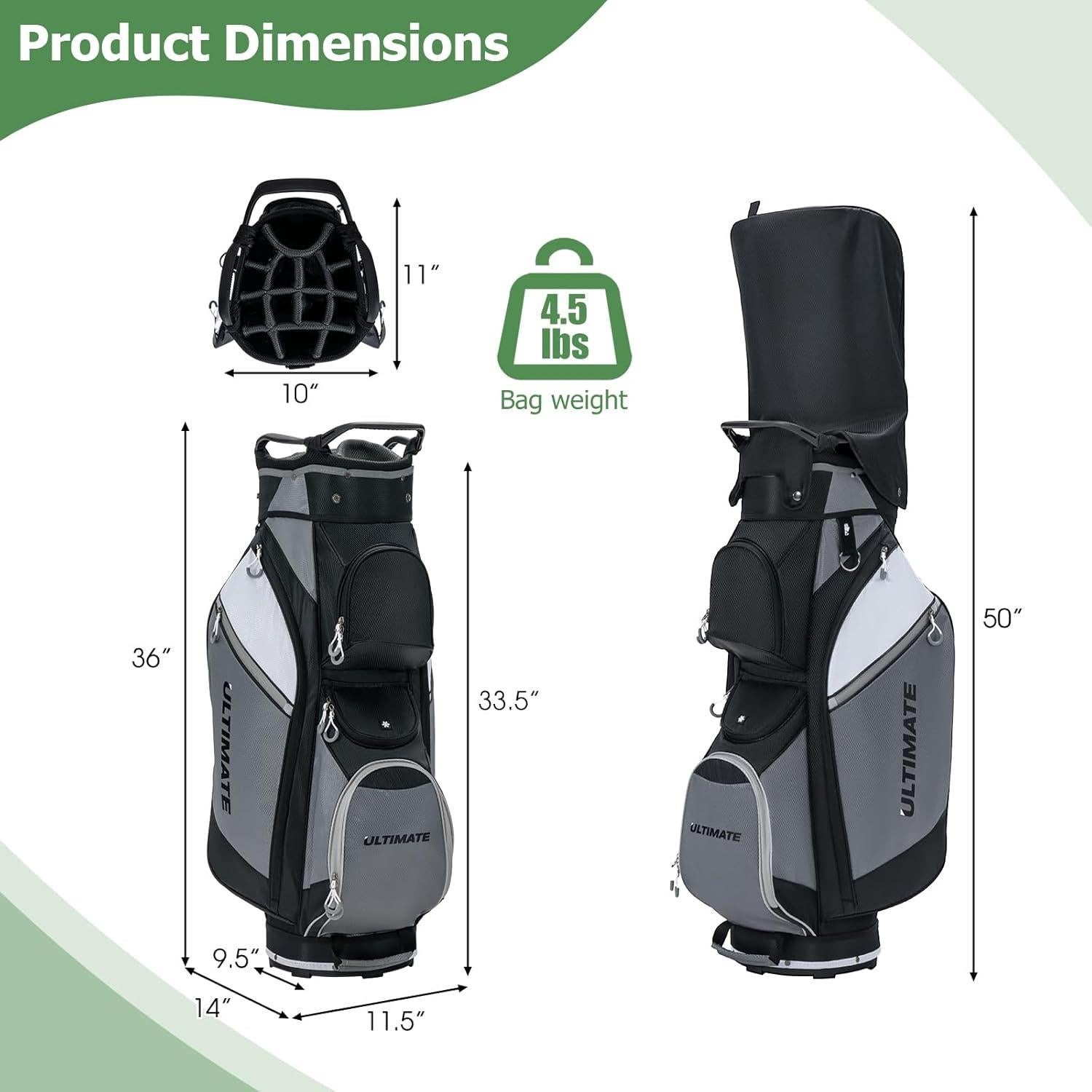 Bolsa de Carro de Golf Tangkula 14 Divisores Nylon Negra