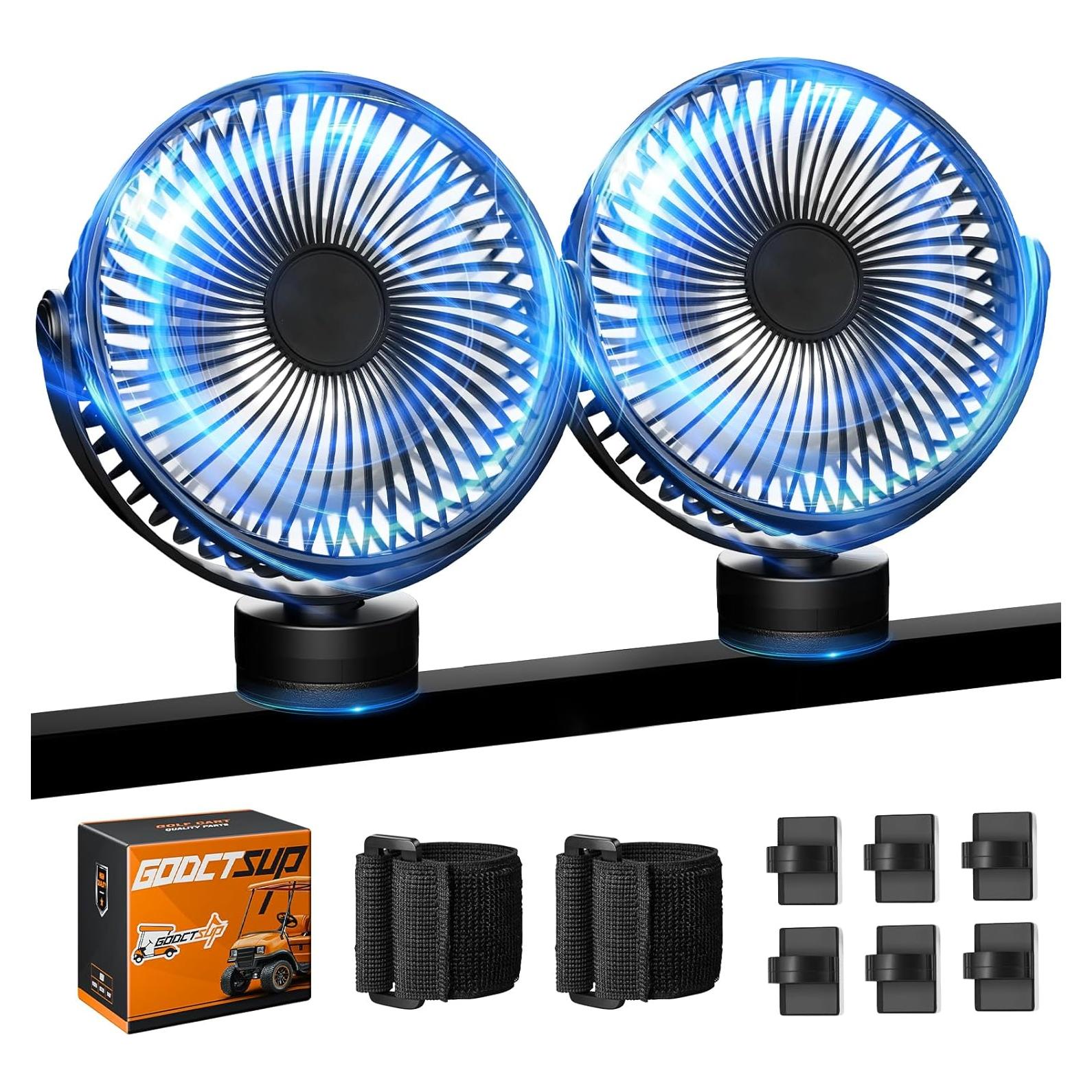Ventilador de Carrito de Golf GODCTSUP 12000mAh Portátil con Luz LED