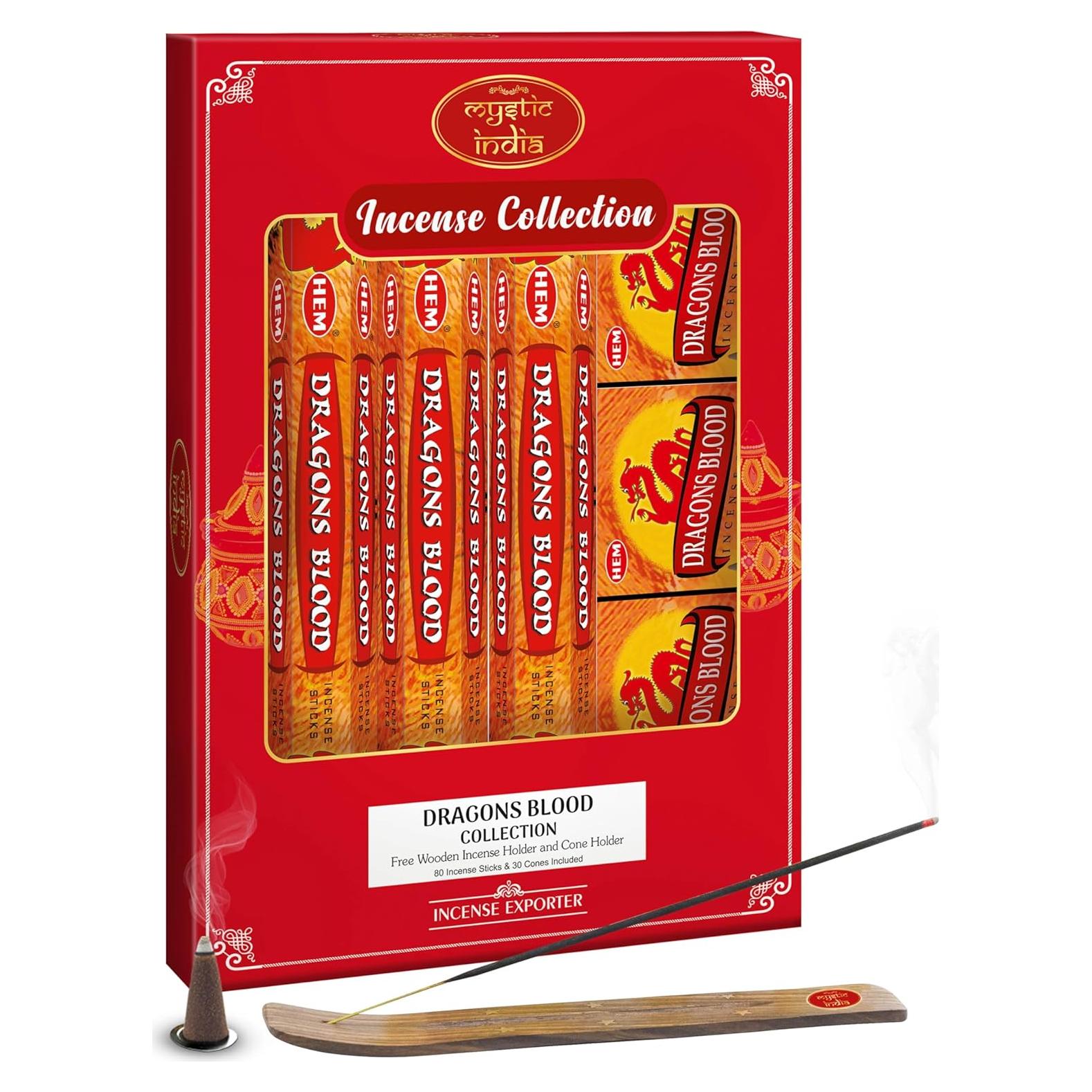 Incienso HEM Sangre de Dragón India Mística - 4 Tubos y 3 Conos